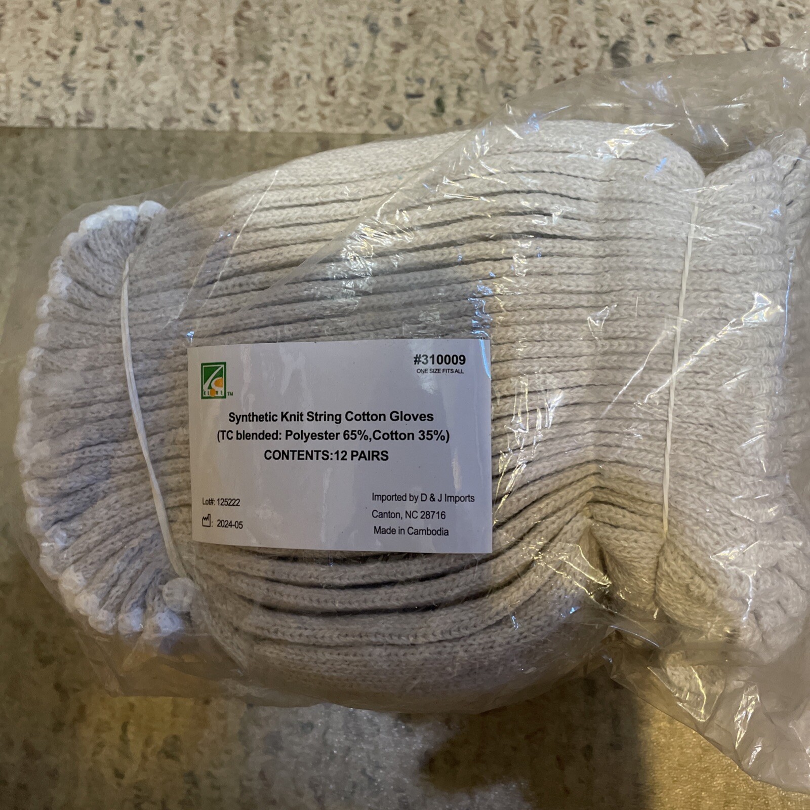 12 PAIRS STRING KNIT GLOVES COTTON / POLYESTER cotton BLEND - NATURAL WHITE-