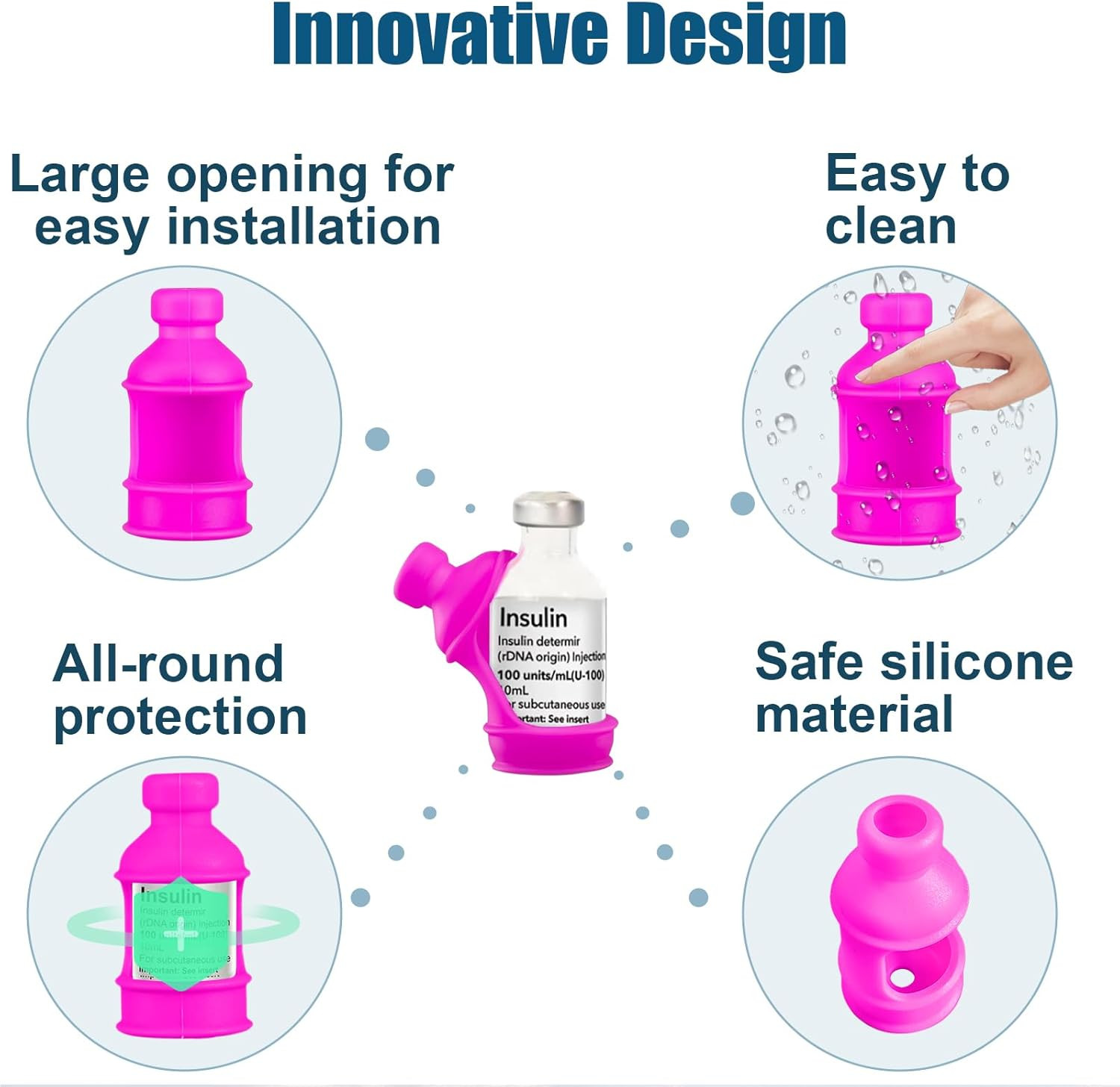 3-Pack Insulin Vial Protector Sleeve Silicone Case for 10mL Vials Pink