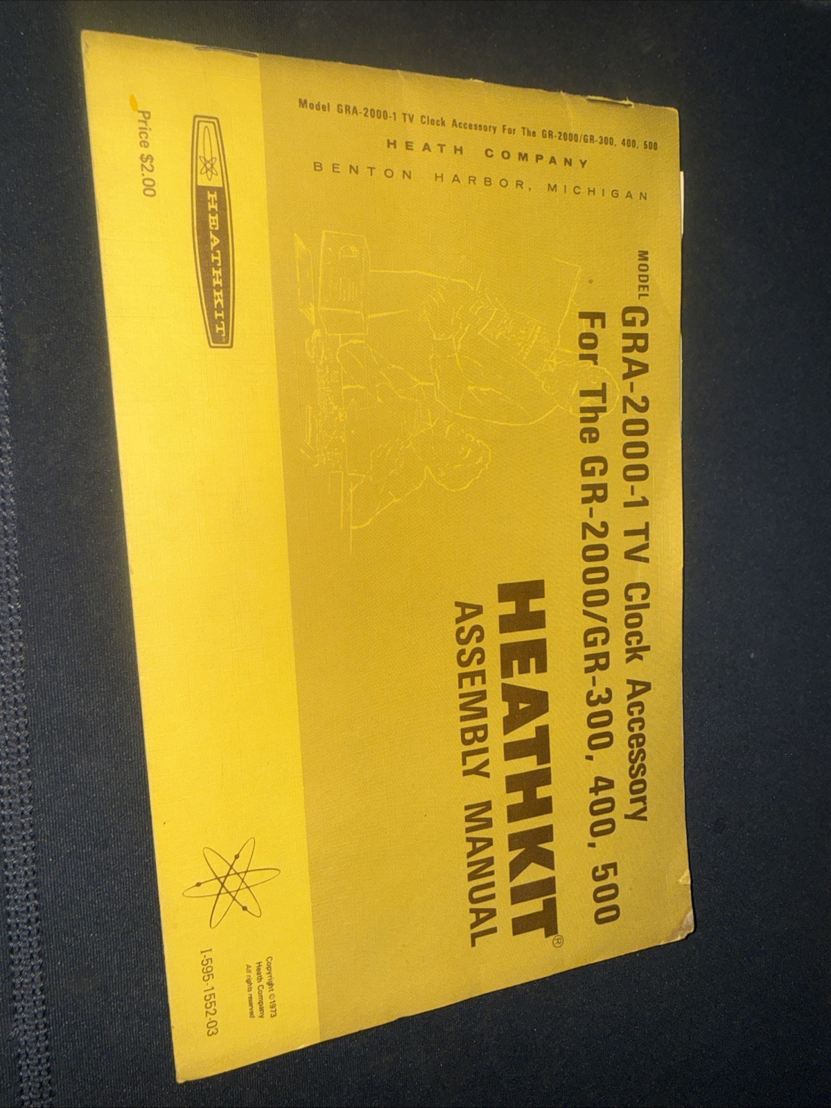 Heathkit Assembly Manual for GRA-2000-1 TV Clock Accessory Ok Condition Used