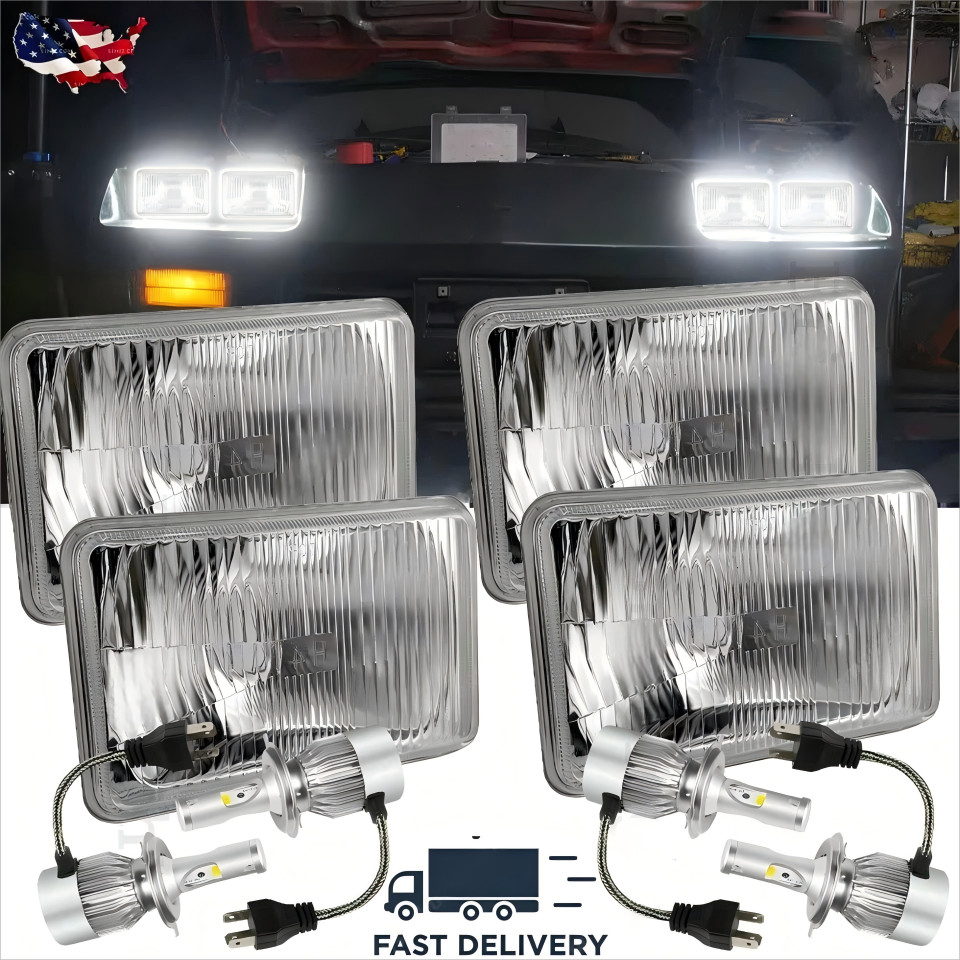 Fit Chevrolet Monte Carlo SS 1980-1988 4PCS 4x6" inch LED Headlights Hi-Lo Beam