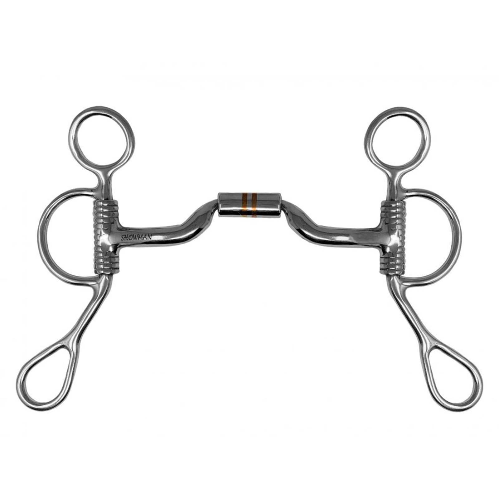 5" Showman Stainless Steel  Argentine Low Port Bit w Copper Inlaid Roller JK36