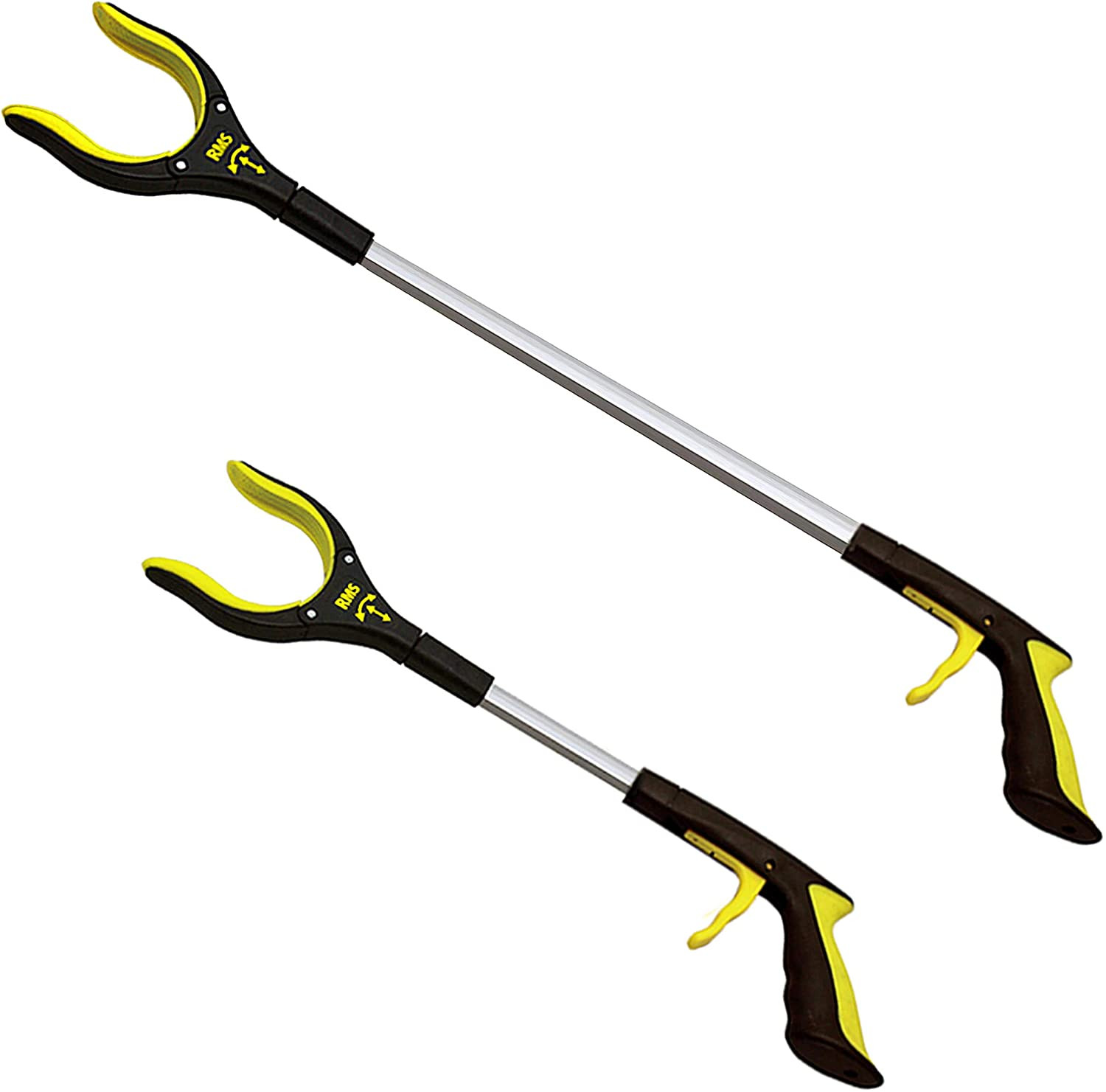 2-Pack 34 Inch and 21 Inch Grabber Reacher with Rotating Jaw - Mobility Aid Reac