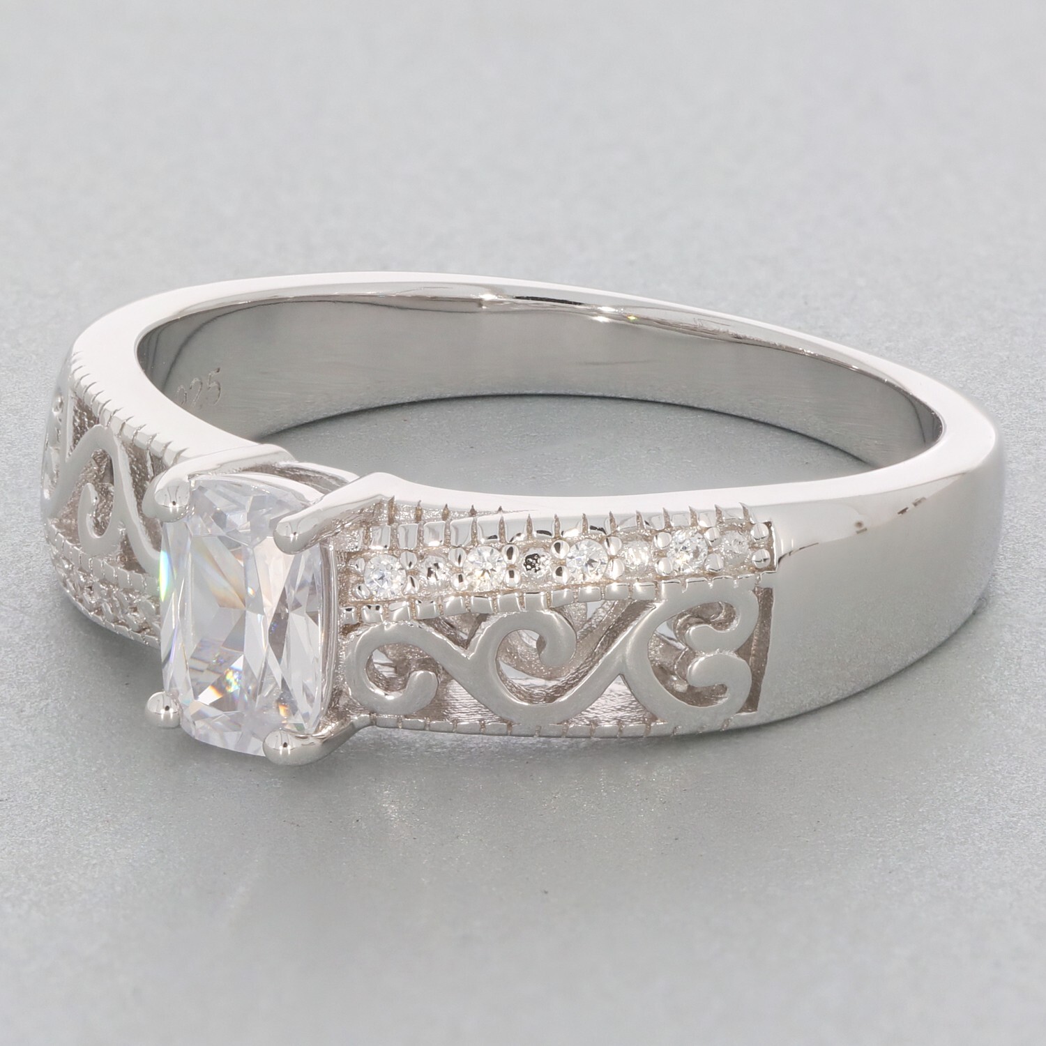 Sterling Silver Semi Mount Ring Setting Cushion CU 6X4mm Scroll Topaz
