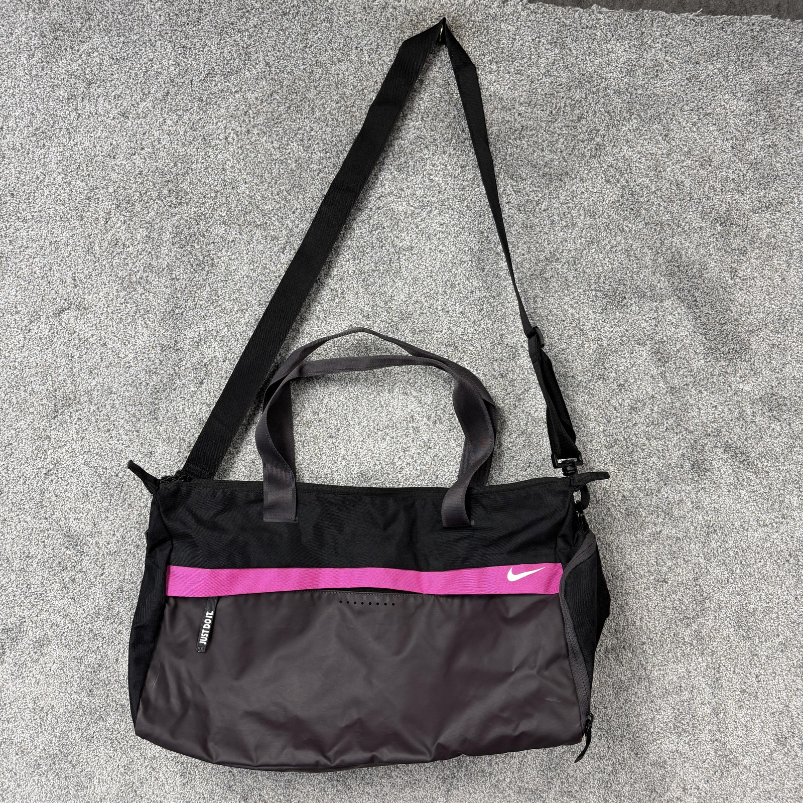 Nike Women Radiate Club Duffel Gym Bag 19" Gray Black Pink Workout Athleisure