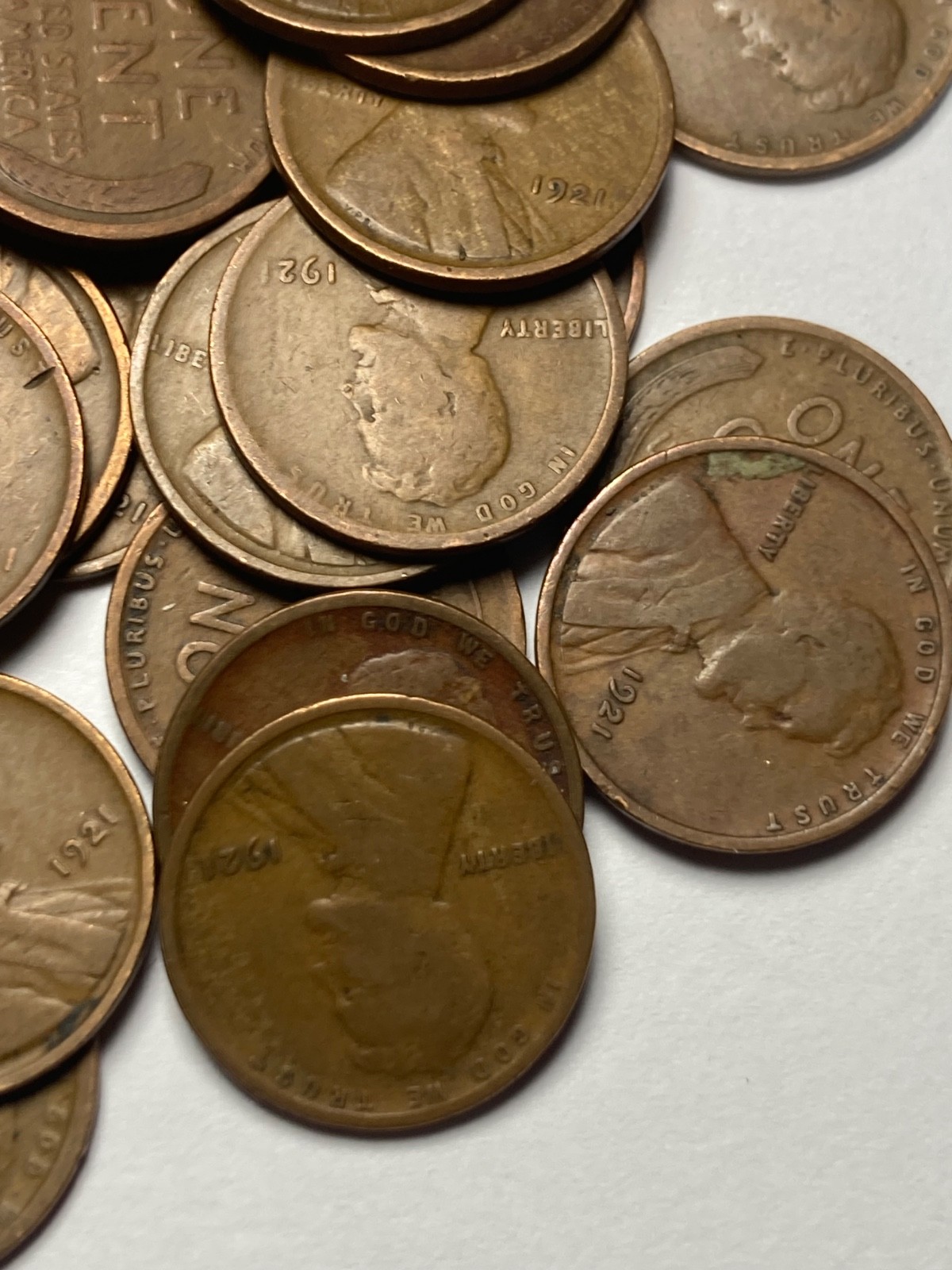 1921 (P) LINCOLN WHEAT CENT ROLL, 50 nice coins
