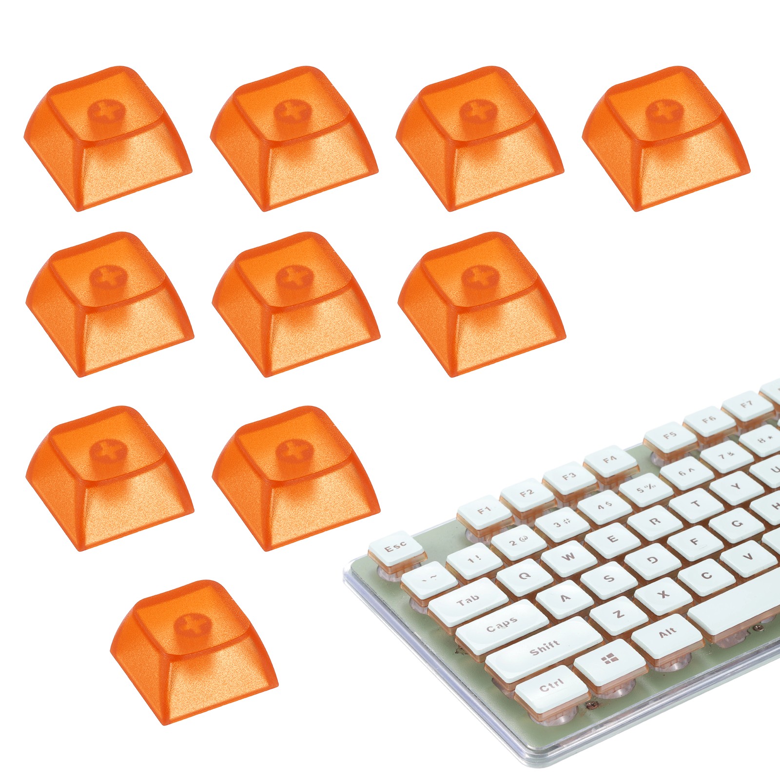 10Pcs XDA Profile Keycap Set PBT Mechanical Numeric Keypads, Clear Orange
