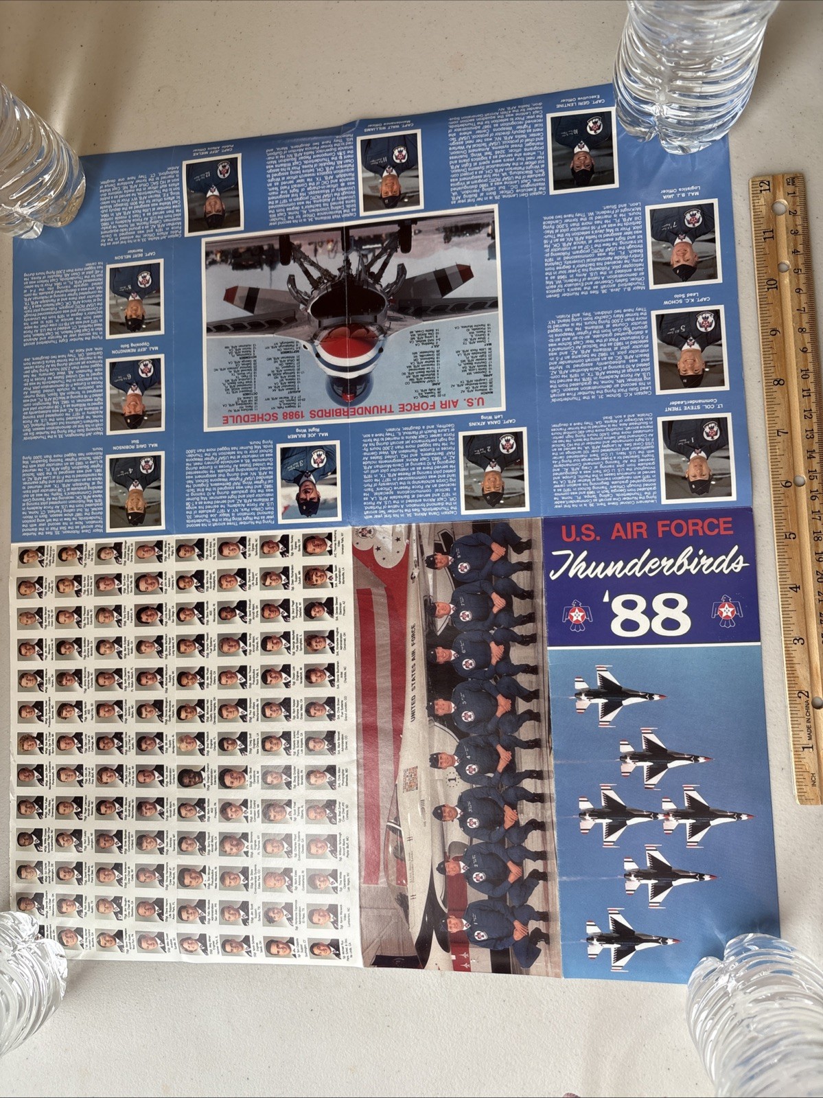VTG 1988 USAF U.S Air Force Thunderbirds Poster / Brochure w Schedule & Staff