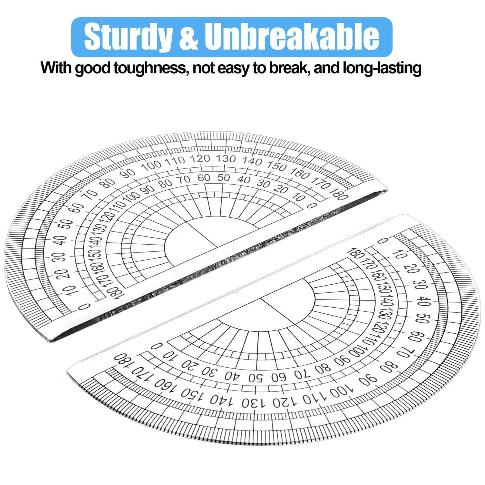 100 PCS Clear Plastic Protractor 180 Degree Math Geometry Student Tool 4 Inch