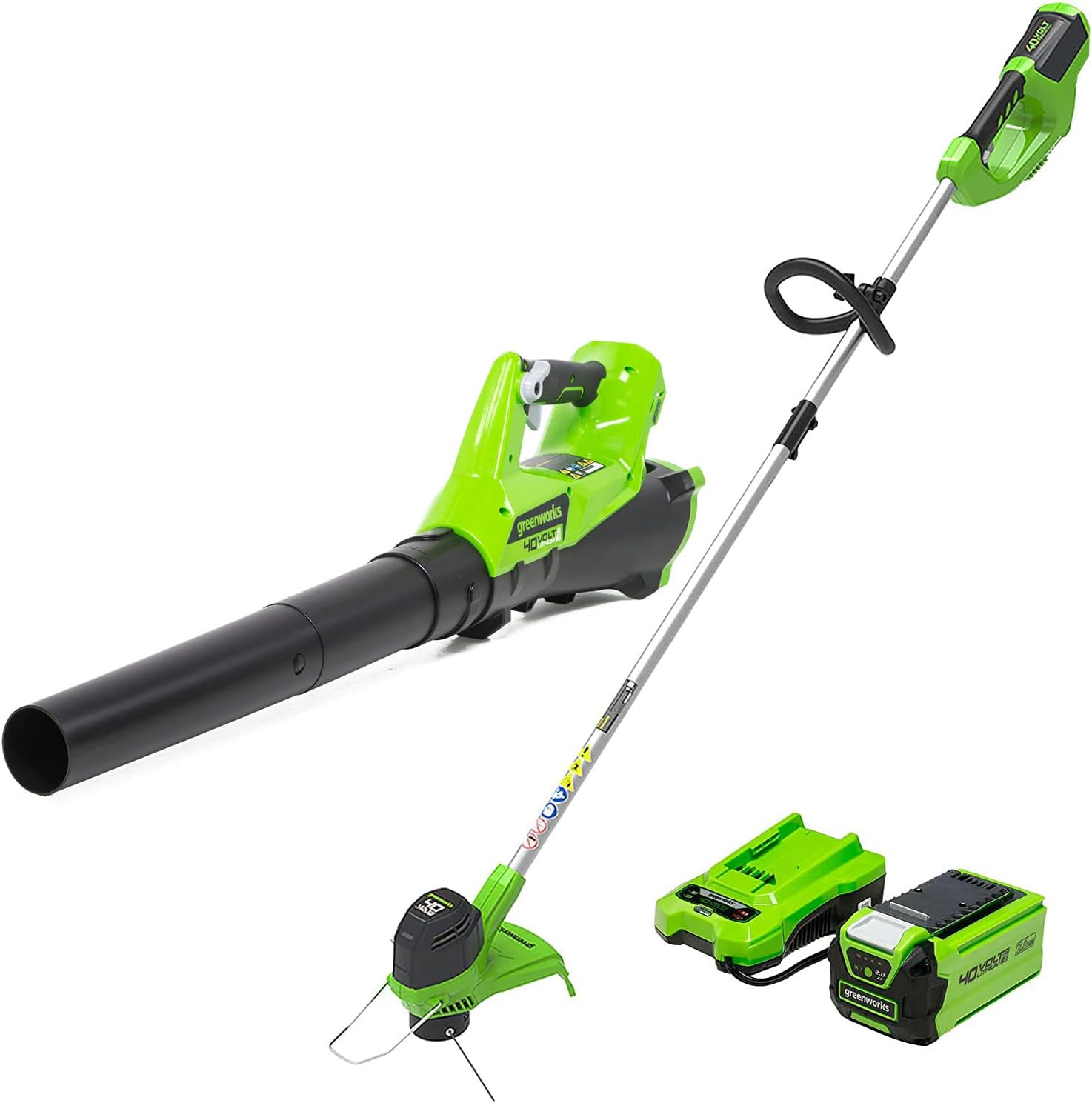 Grass Trimmer Leaf Blower Combo Kit 40V Battery Electric String Weed Eater Edger