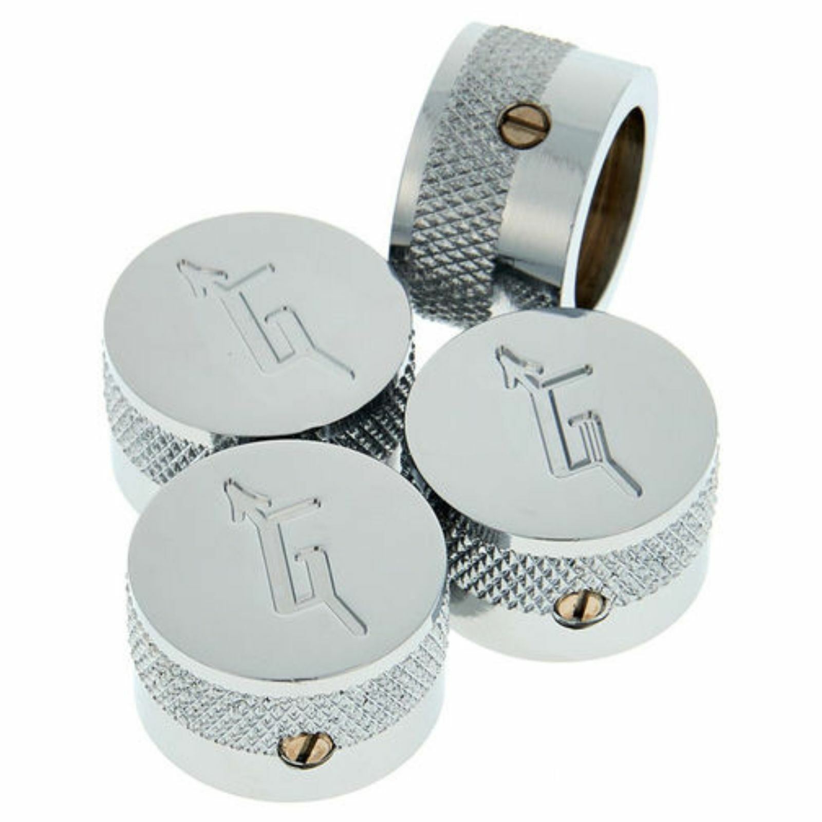 Gretsch "G" Logo Replacement Knobs for Solid Shaft Pots, Chrome, Set of 4