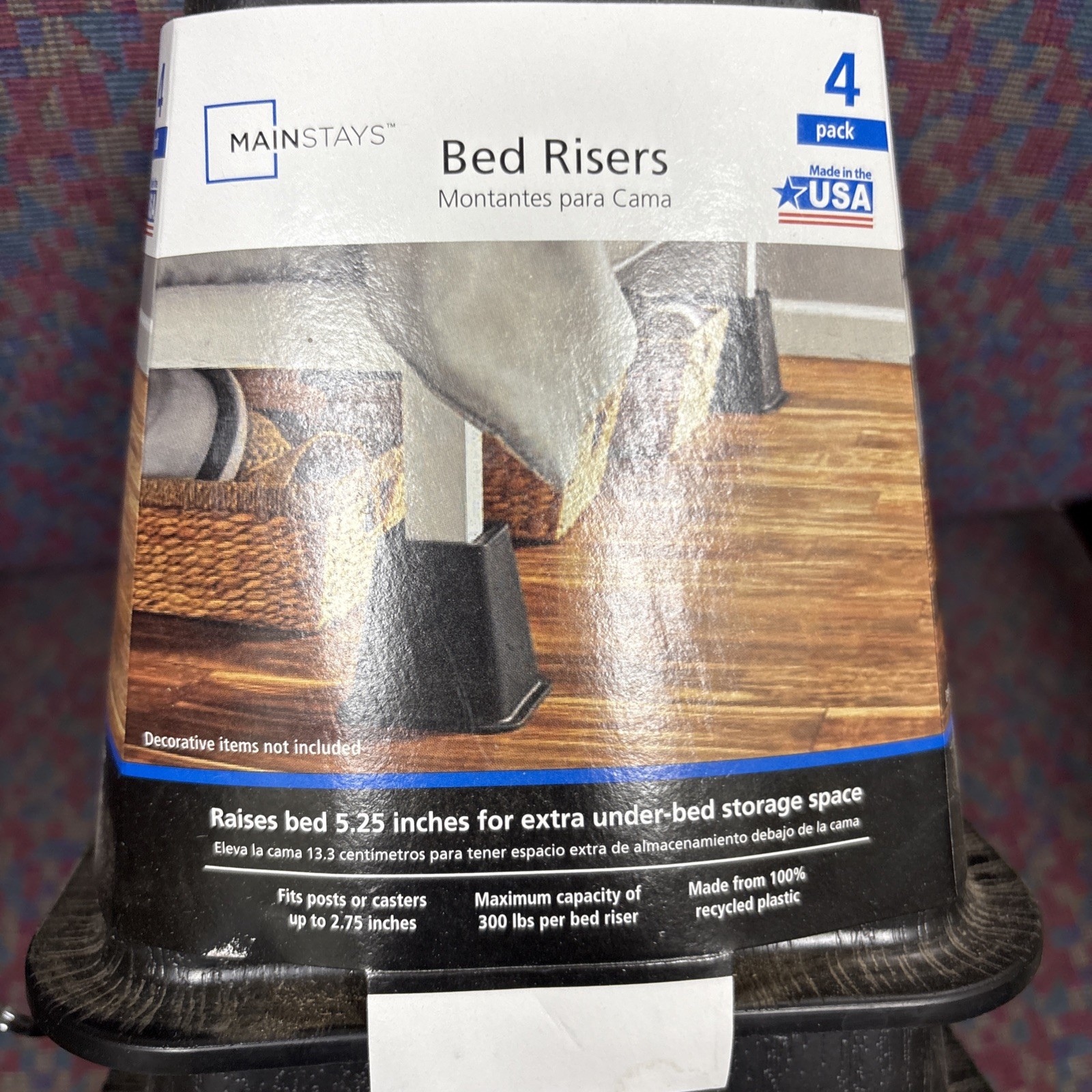 Mainstays 4 Pack Bed Risers, Raises Bed 5.25 Inches