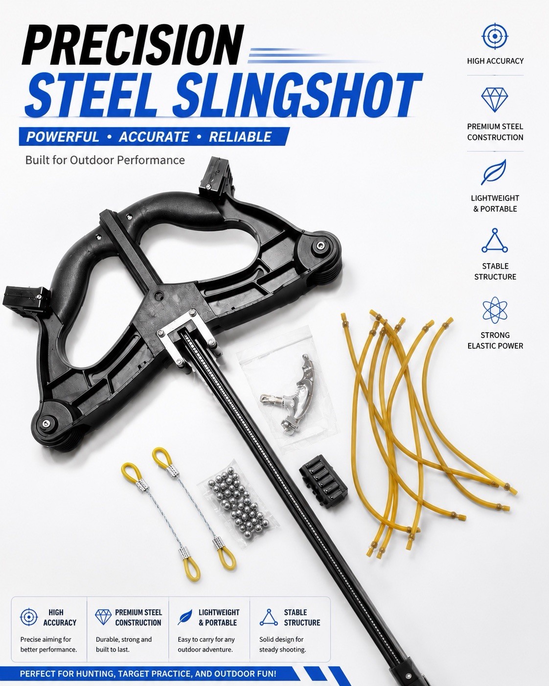 Compound Bow 60LBS Slingshot Catapault Semi Auto Shoots 8mm Steel Balls
