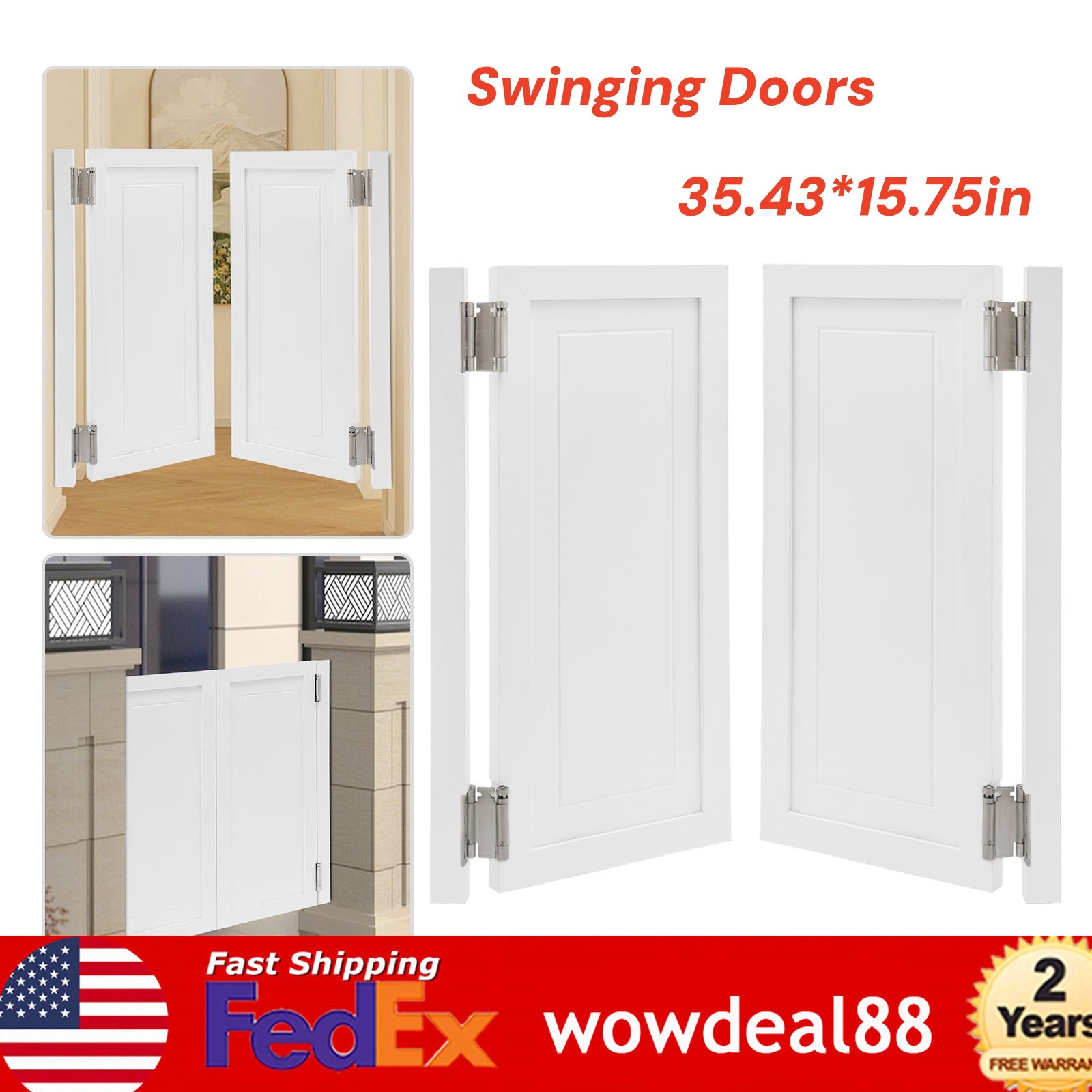 Modern Wood Swinging Doors Cafe Doors White Swing Door 35mm Thick W/2* Doorposts