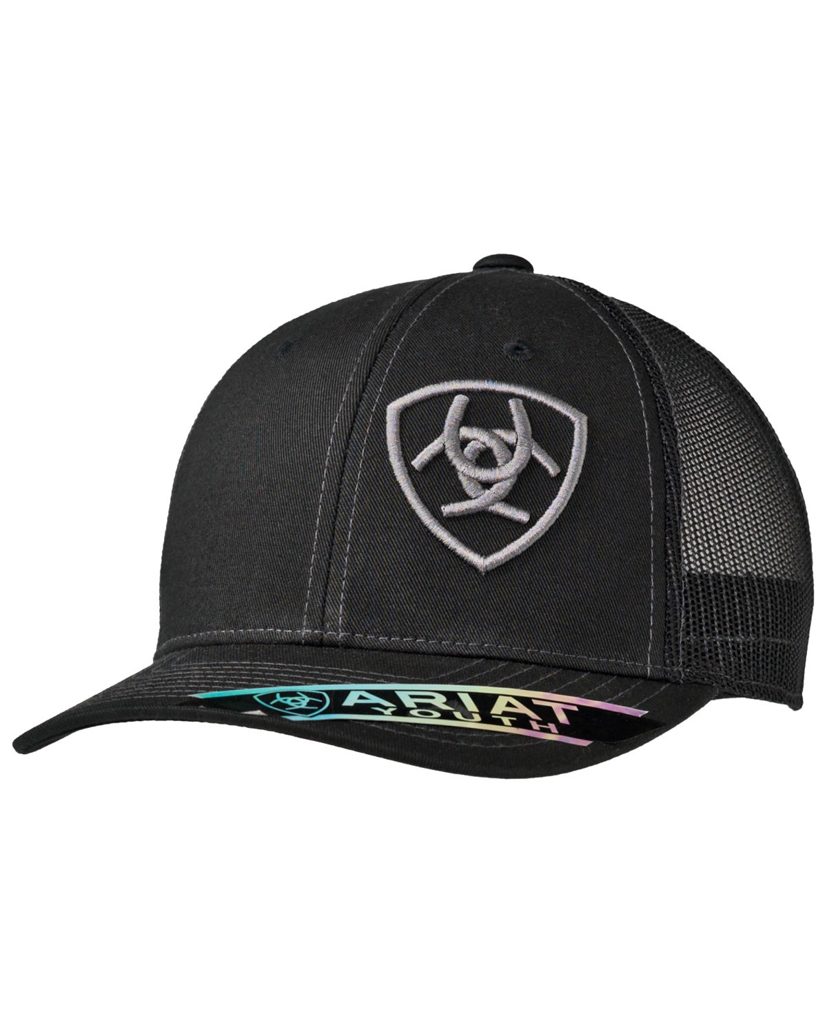 Ariat Boys' Logo Offset Mesh Ball Cap Black