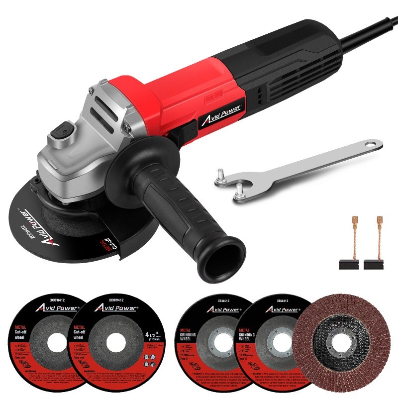 AVID POWER 7.5A Angle Grinder 4-1/2" w/ Cutting Wheel Flap Disc