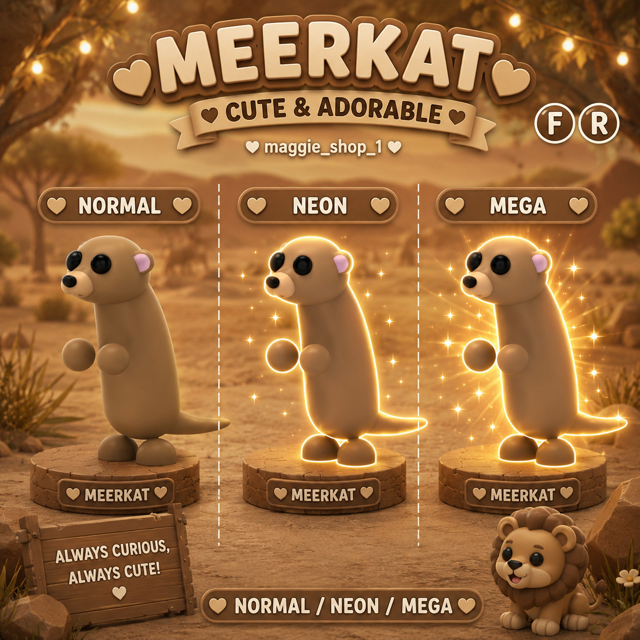 Meerkat FR Normal/Neon /Mega ✨ Adopt From Me Today ✨ Top Picks