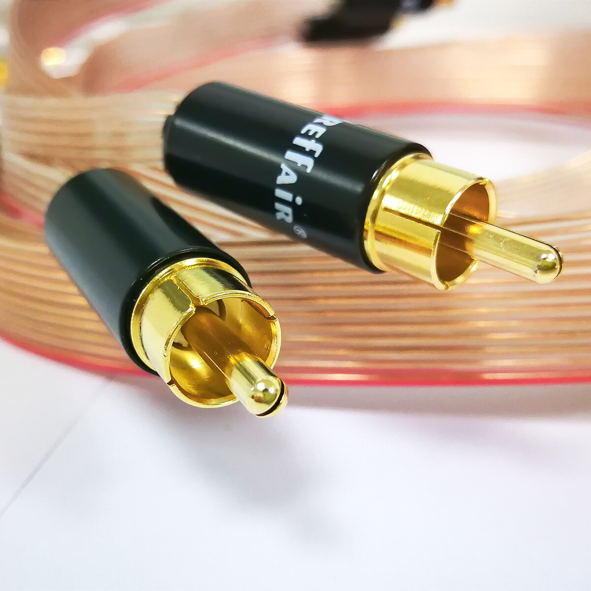 1 Pair 8N OCC Copper Flat Ribbon RCA Cable Signal Cord with Gold Plated Plug