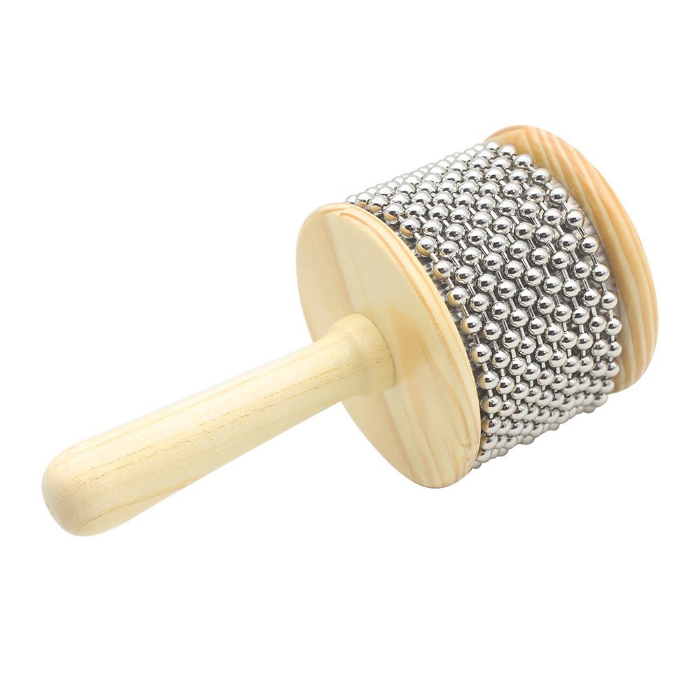 Wooden Cabasa Hand Shaker 3.4" Metal Beads Classroom Band Percussion Tool