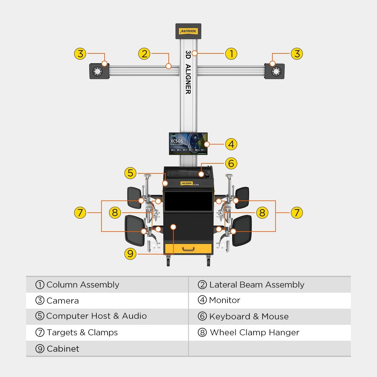AUTOOL 3D Wheel Alignment Machine Tracking Tire Aligner System Fully Automatic