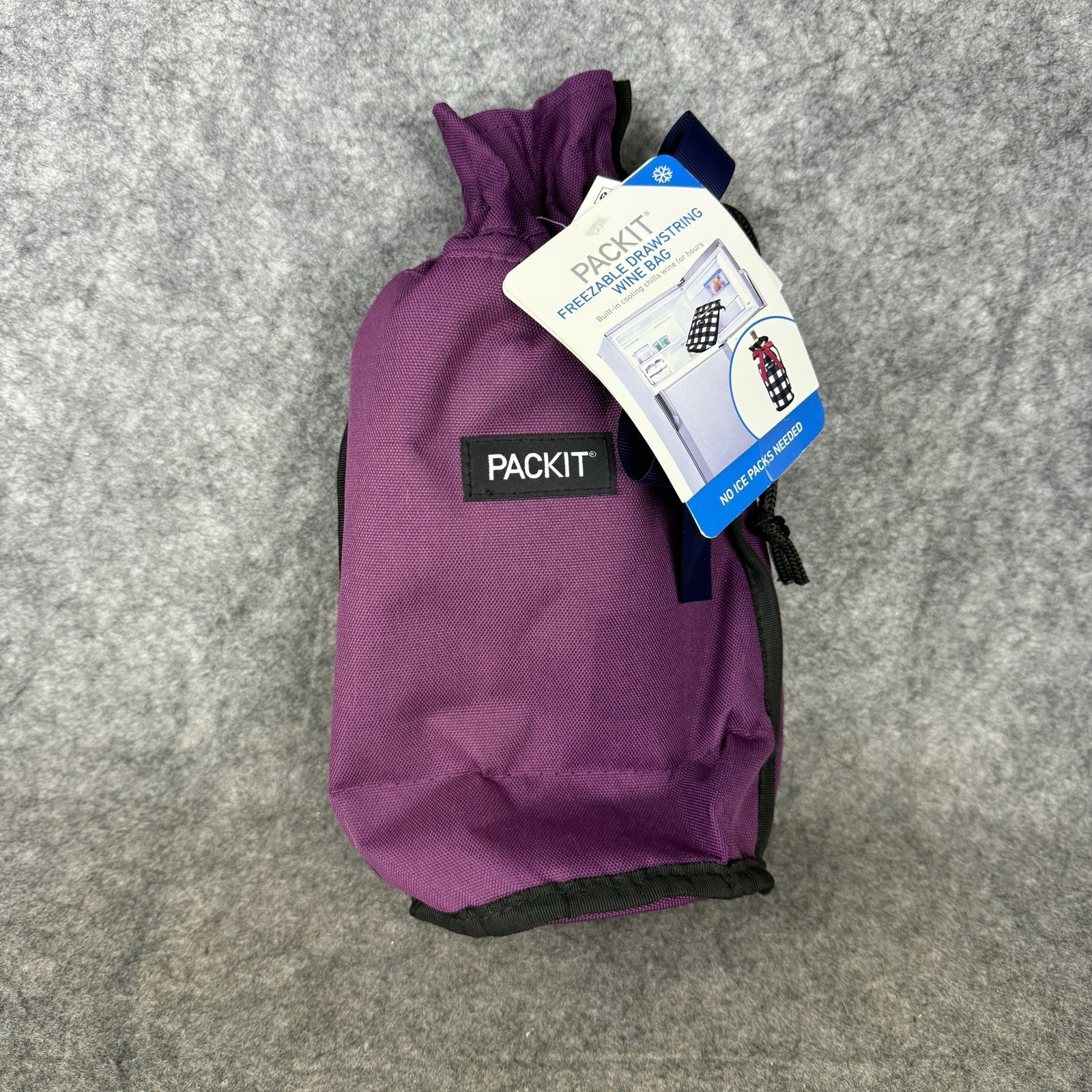 NWT Packit Freezable Drawstring Wine Bag Cooler Insulated Purple Collapsible