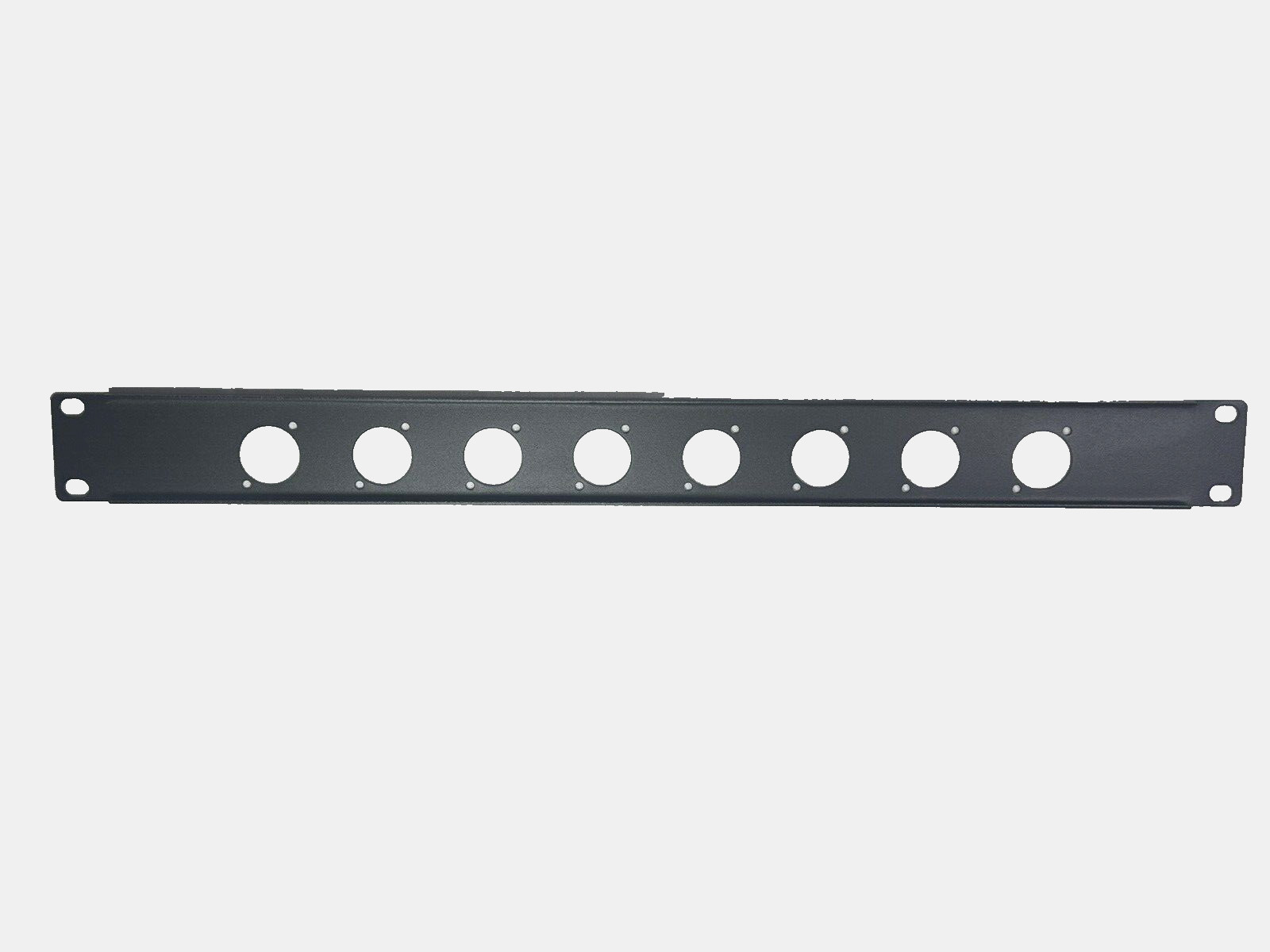1U (Space) Black Heavy Duty Rack Case Panel w/ 8 XLR "D" Cutouts 19" X 1.75"