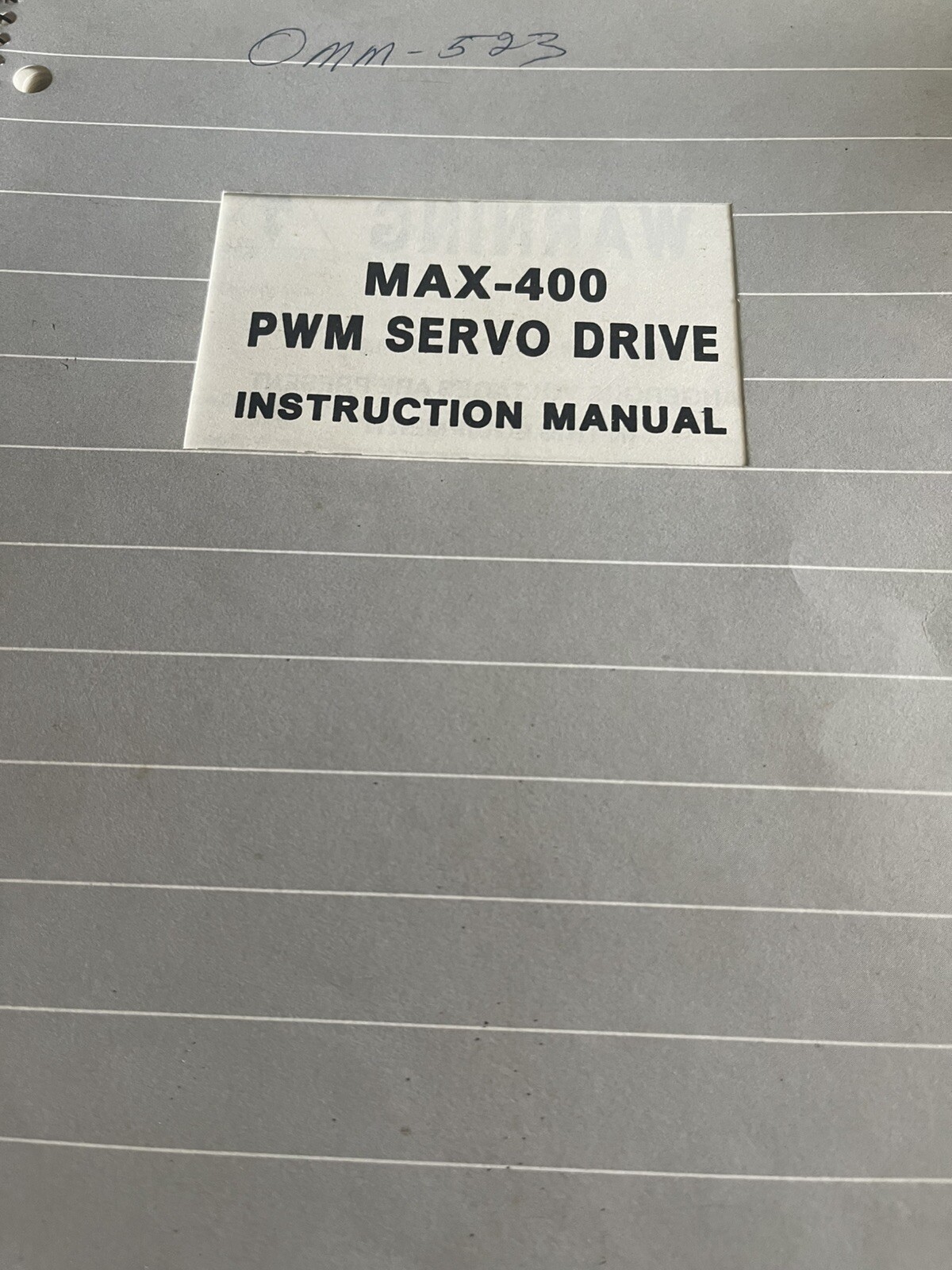 MAX-400 PWM Servo drive Insreuction Manual
