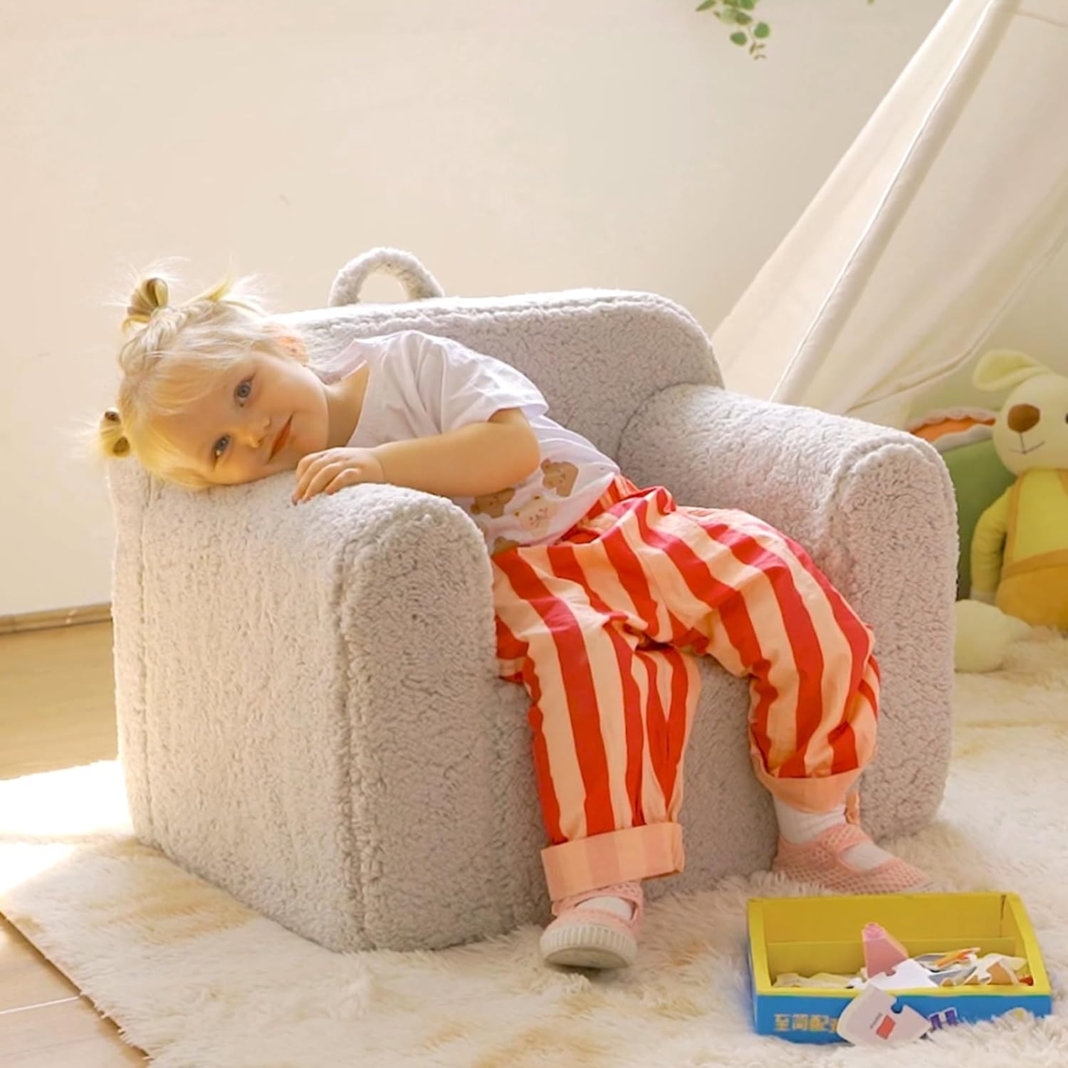 Silla rellena de espuma ultrasuave para niños, peluche para niños pequeños