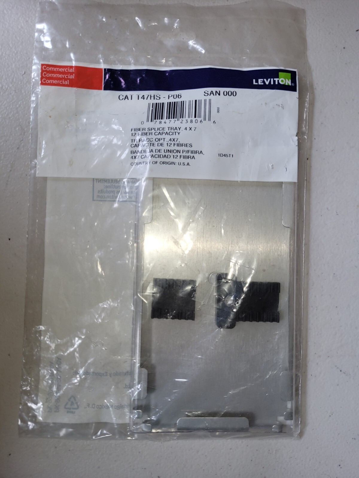 Brand New Leviton Fiber Optic 4" x 7" Universal 12 Fiber Splice Tray T47HS-P06