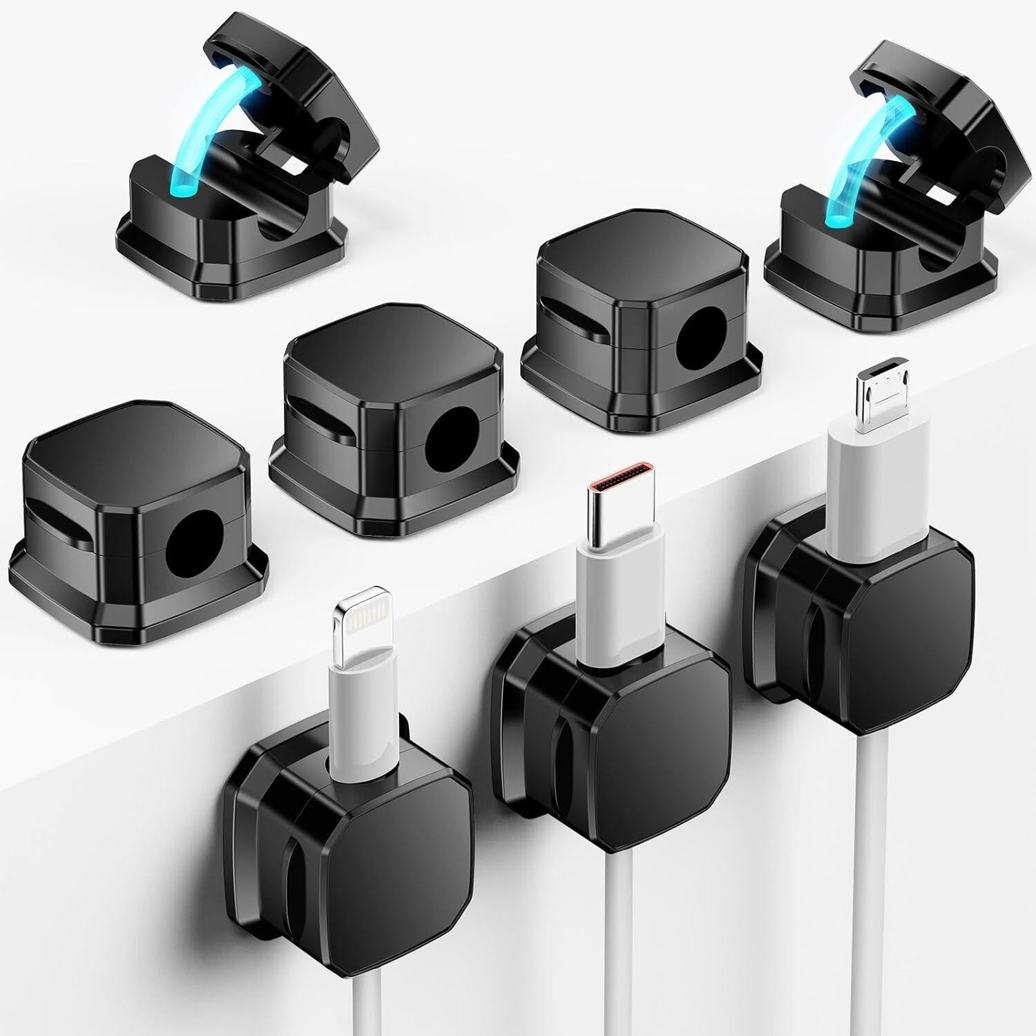 8 Pack Magnetic Cord Organizer, Holder for 8pack, Black