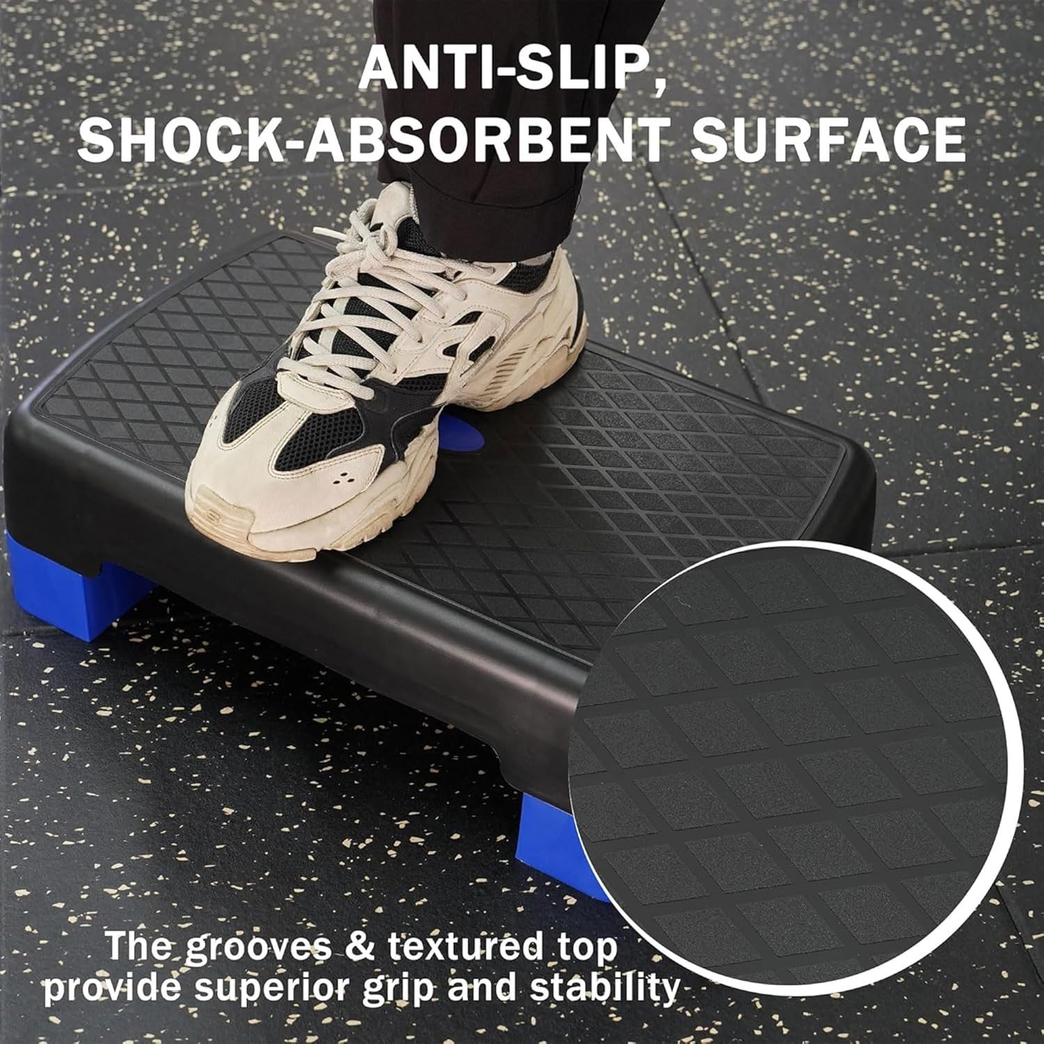 Aerobic Step Platform Trainer with Adjustable 2-Level Risers, 400 Pound Weigh...