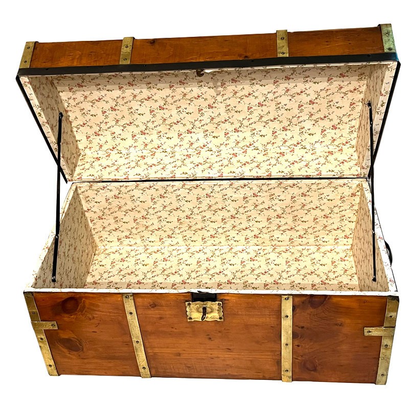Jenny Lind Trunk Circa 1870 Brass Bound Refinished And Lined  By Our Trunksmith