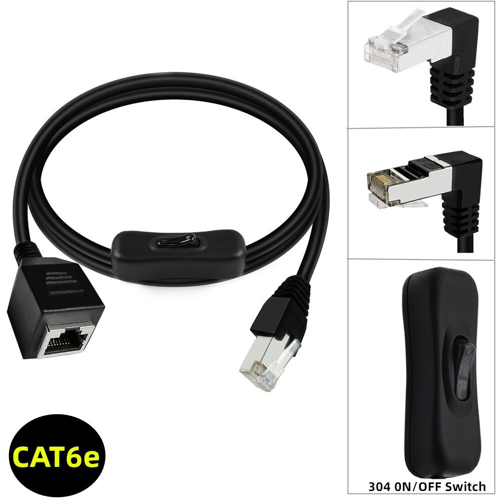 RJ45 Male To Female Extension Cable CAT6e  Ethernet Connector  W/h ON/OFF Switch