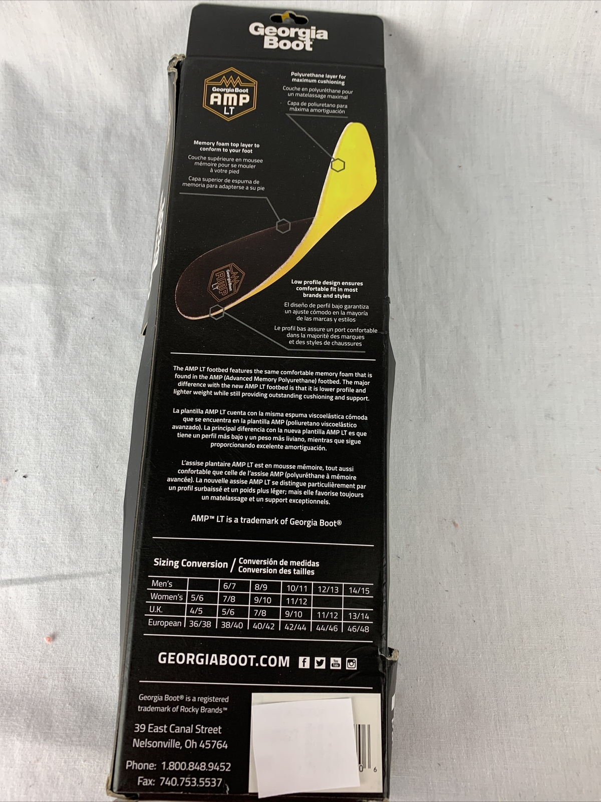 Men Georgia Boot AMP LT Advanced Memory Polyurethane Replacement Insoles Footbed