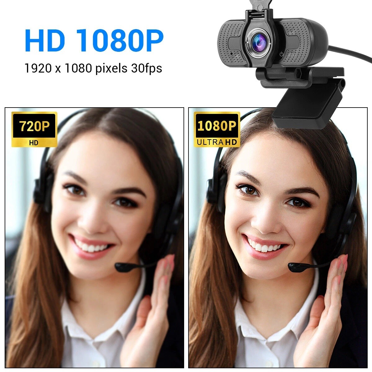 1080P USB 2.0 Webcam for PC Desktop & Laptop Web Camera with Microphone Full HD
