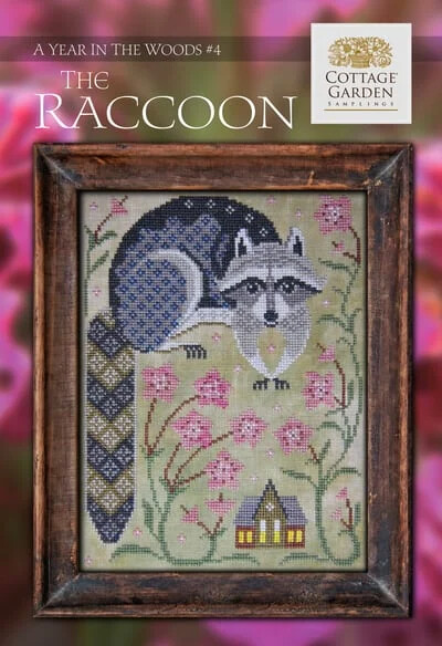 COTTAGE GARDEN Counted Cross Stitch Chart Pattern THE RACCOON Year in Woods