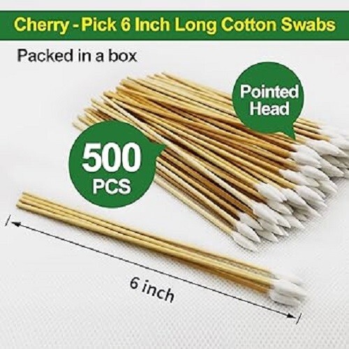500PCS Precision Gun Cleaning Swabs, 6 Inch Pointed Cotton Swabs with Case