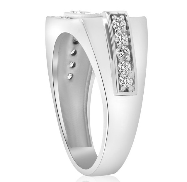 Prong Set Round Cut 1.03CT Lab-Created Diamond 935 Argentium Silver Men's Band