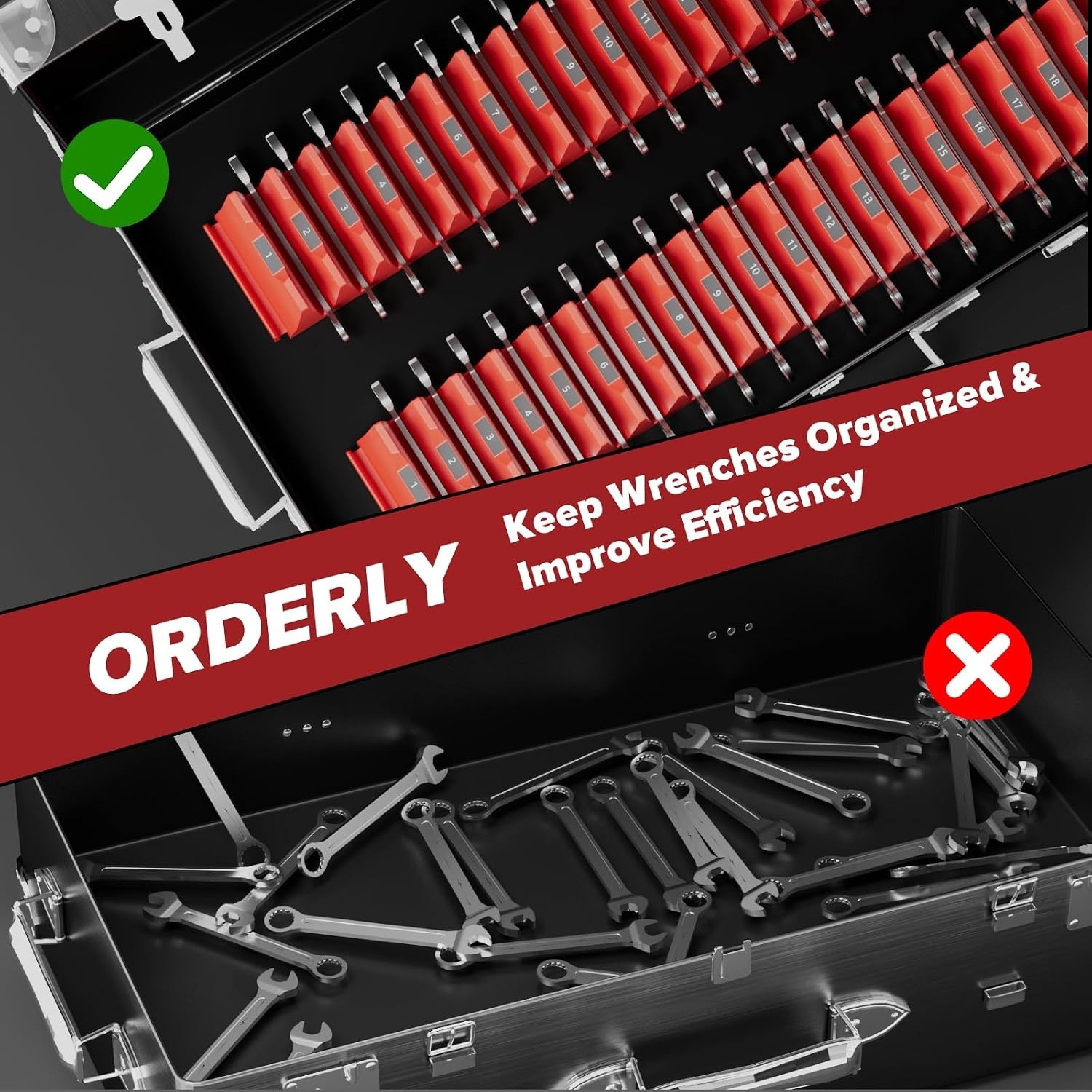 Efficient 80PCS Tool Drawer Wrench Organizer - Durable Plastic & Easy Setup