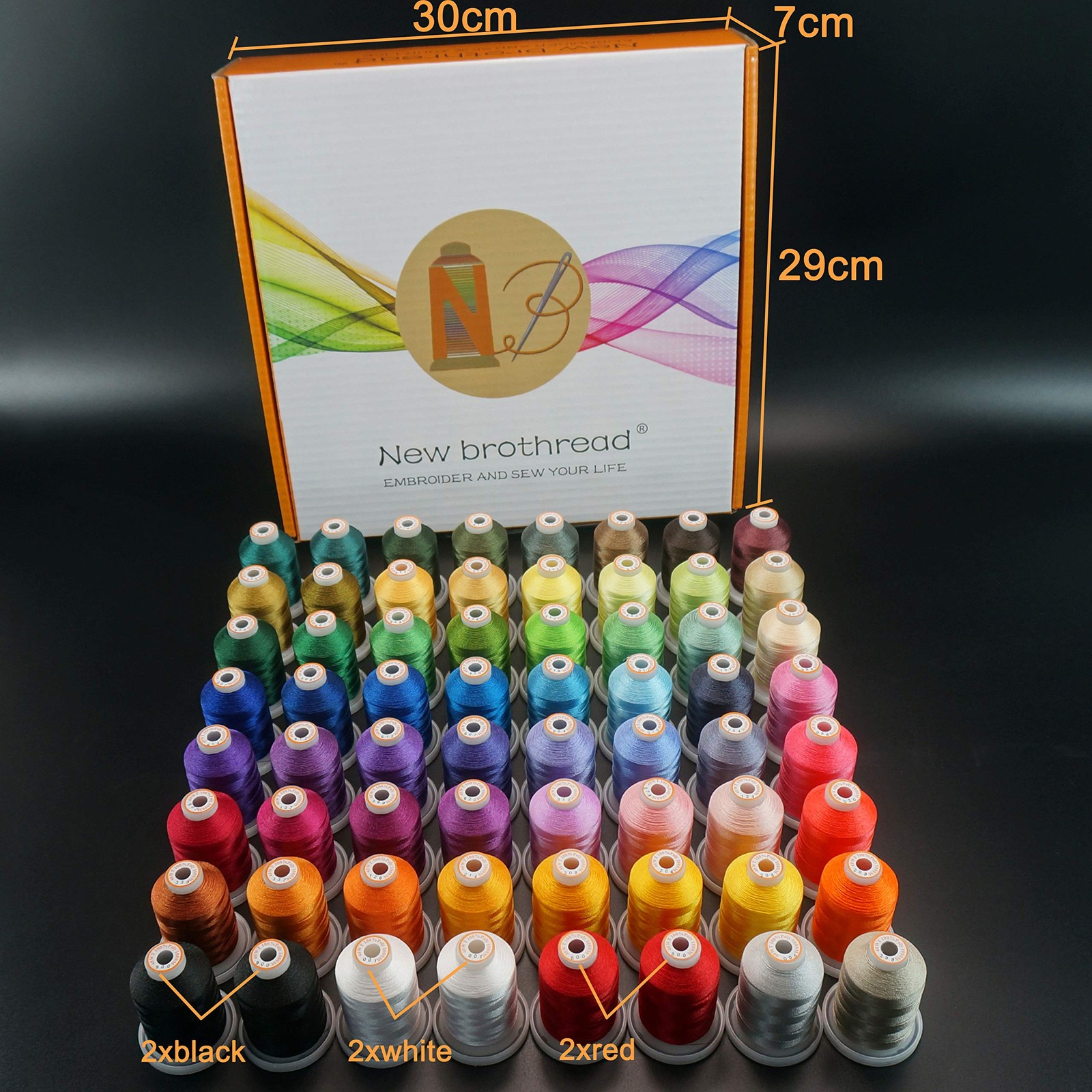 New brothread 64 Spools 1000M 1100Y Polyester Embroidery Machine Thread Kit