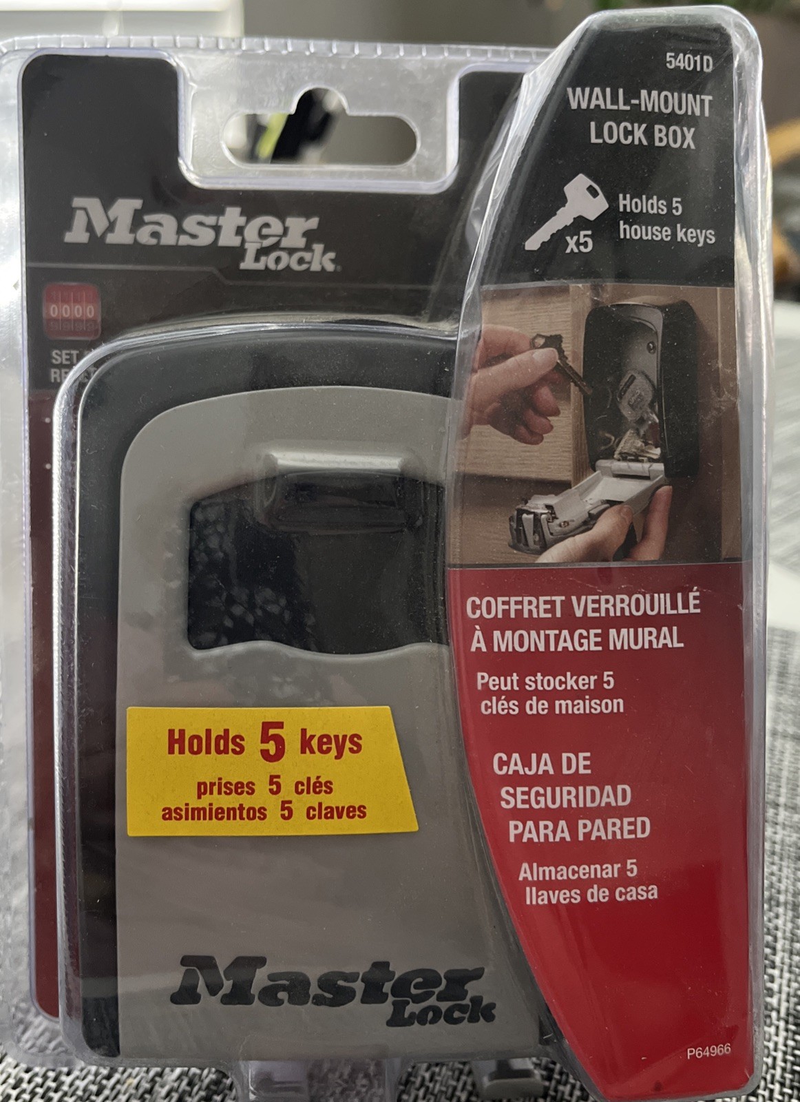 Master Lock Wall Mount Lock Box *Combination Dials* Holds 5 Keys - Model #5401D