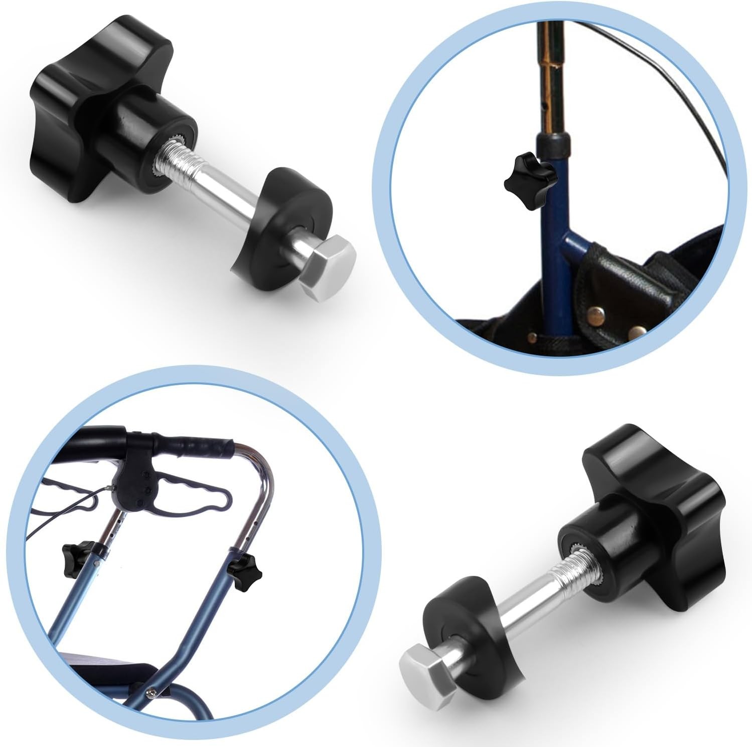 4 Sets Rollator Walker Replacement Knobs with Screws & Washers Universal Parts