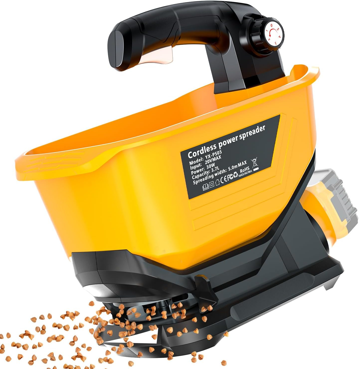 Electric Grass Seed Spreader for Dewalt 20V 60V Battery, Handheld Fertilizer Spr