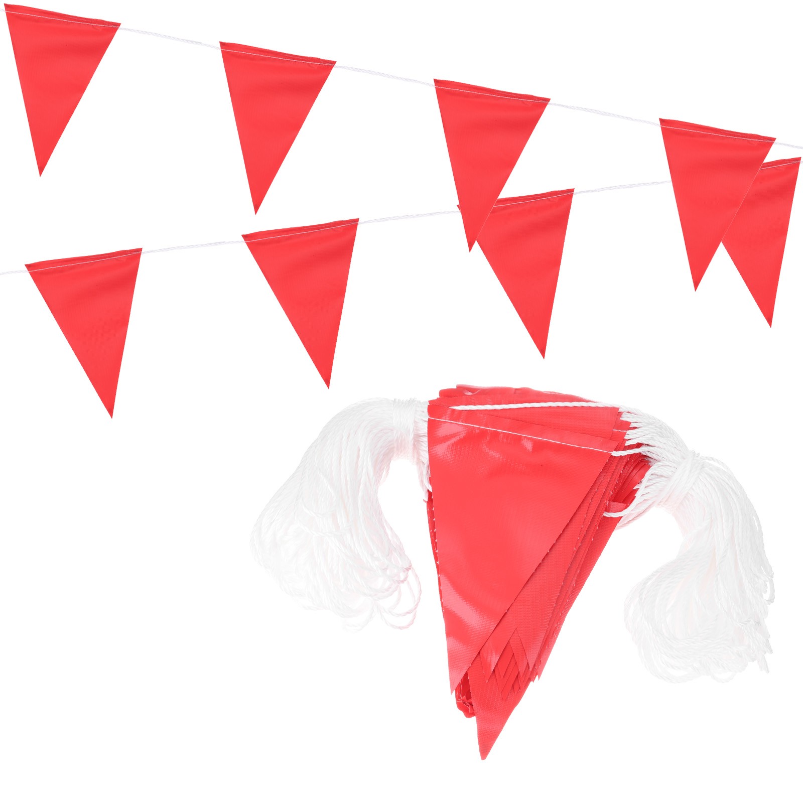 407ft Pennant Banner Flags, Warning Flagging Banner, 180 Flags Red