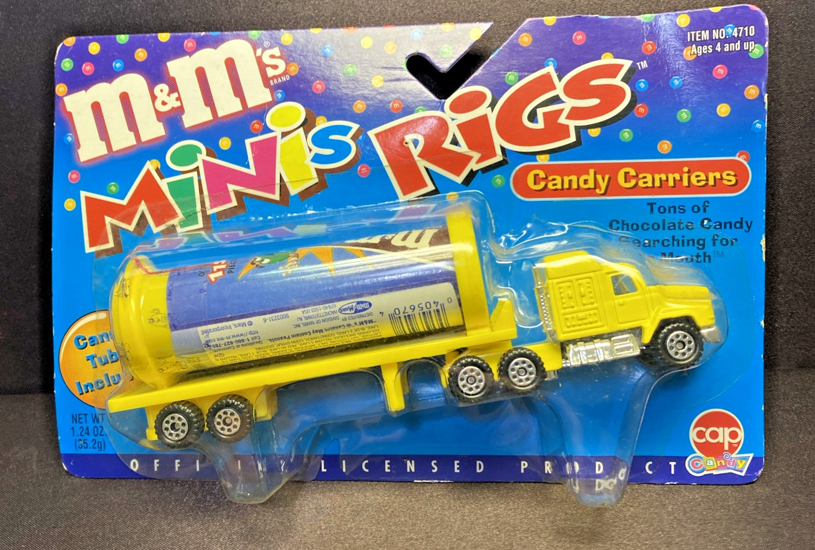 M & M MINI RIGS CANDY CARRIER YELLOW TRUCK NOS