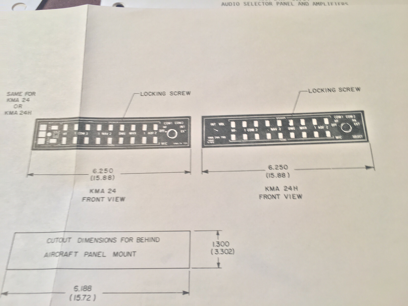 King KMA-24H-50/54 Audio Panel Install Manual