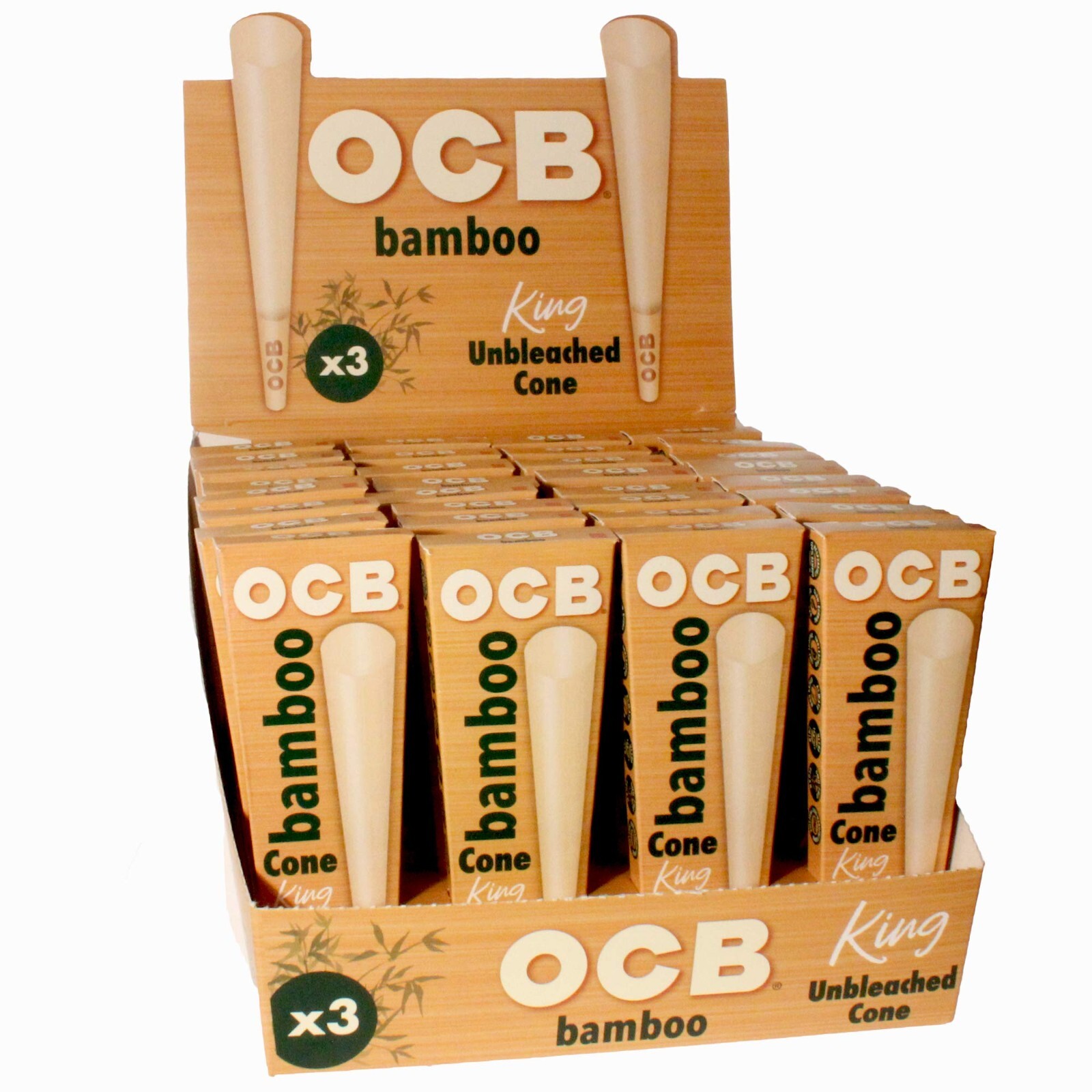 😎OCB BAMBOO UNBLEACHED CONES✨KING SIZE✨(32CT)