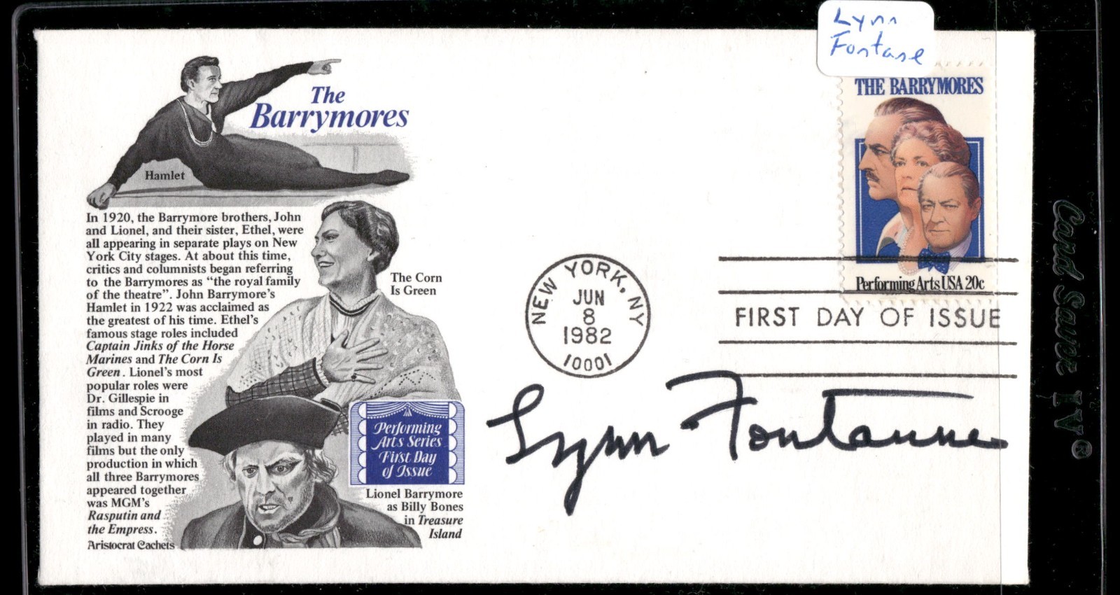 Lynn Fontane Signed 1st Day Cover AUTO --Over 1000 First Day  Auto's 4 sale
