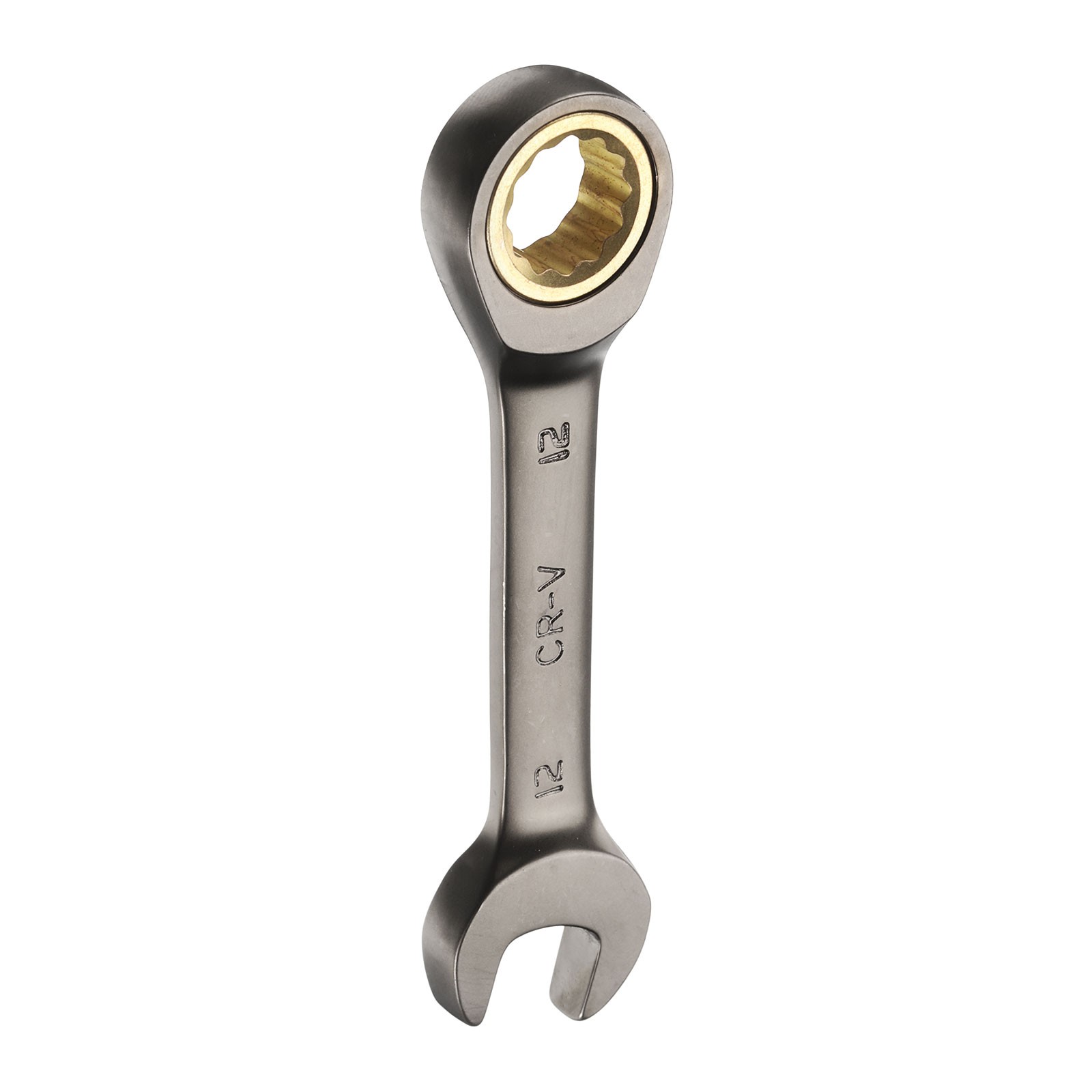 12-Point Stubby Ratcheting Combination Wrench 12mm Metric 72-Teeth Cr-Mo Steel