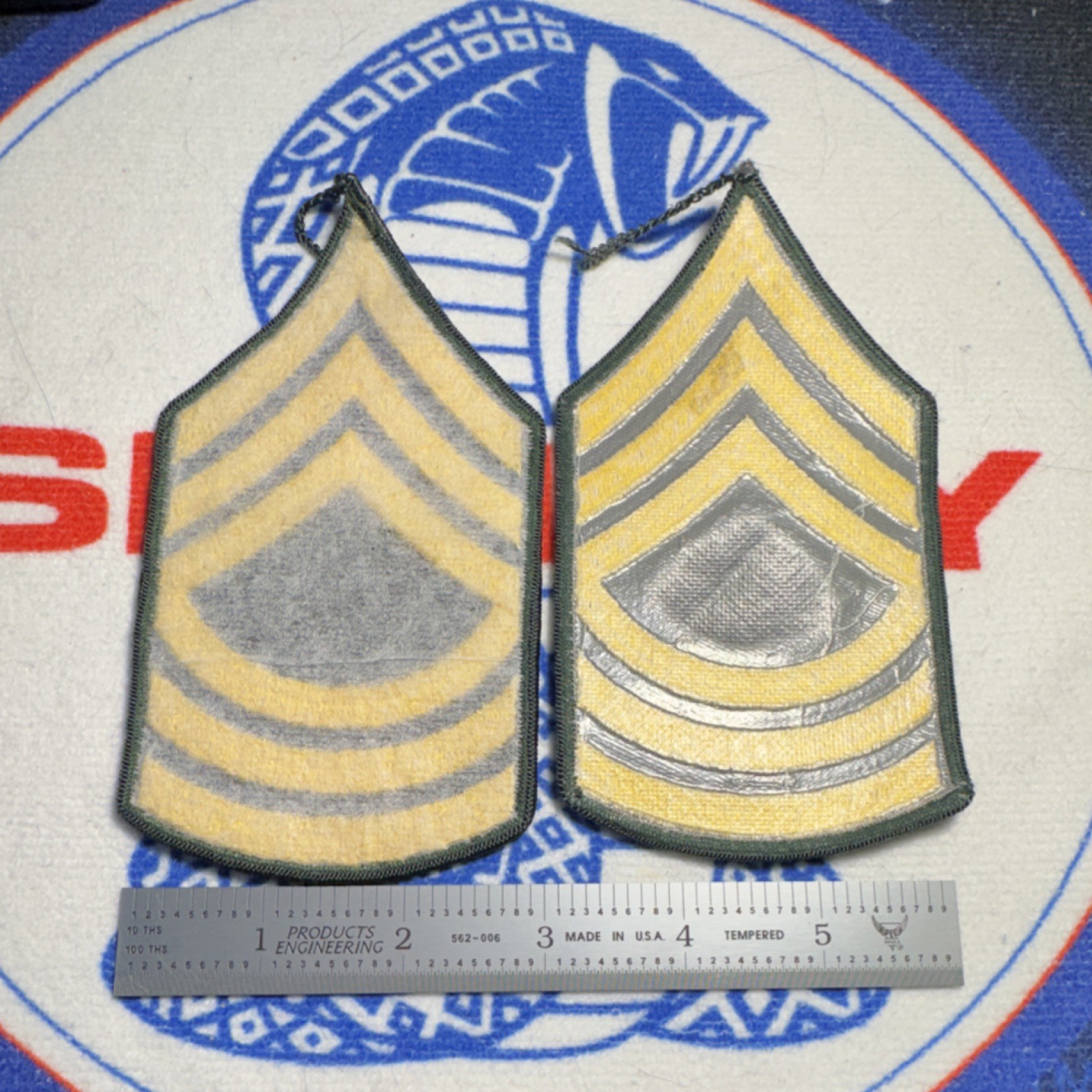 Army Master Sergeant E8 MSG Patches Gold and Black Set of 2 (1.3.5)