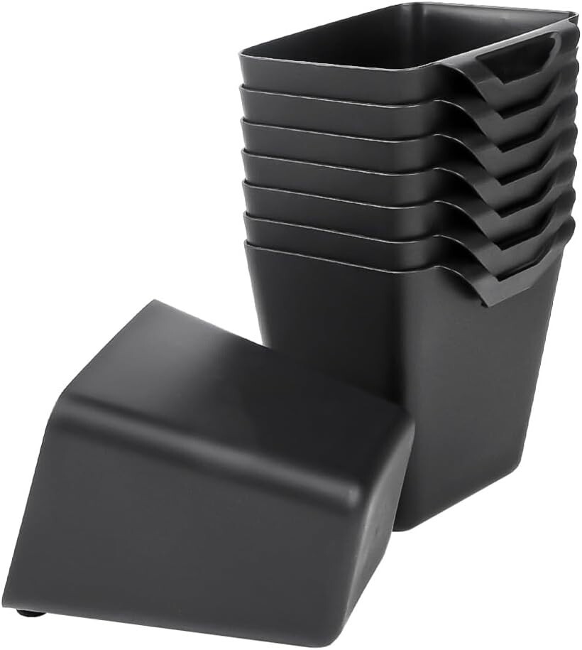 Hanging Cup Holders, 8 Pk - Multipurpose Rolling Utility Cart Accessories, Black